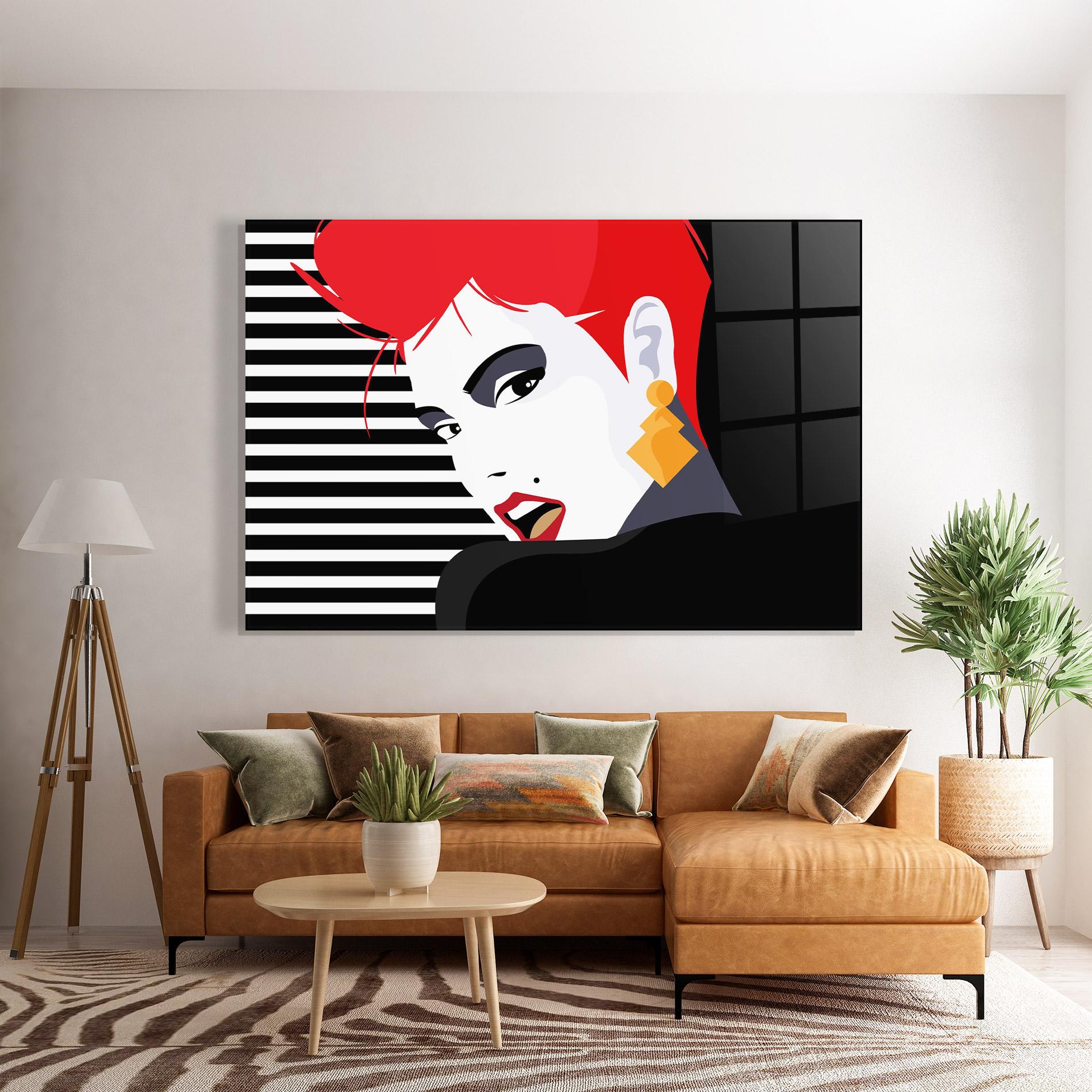 Стъклена картина Red Pop Hair mockup 7