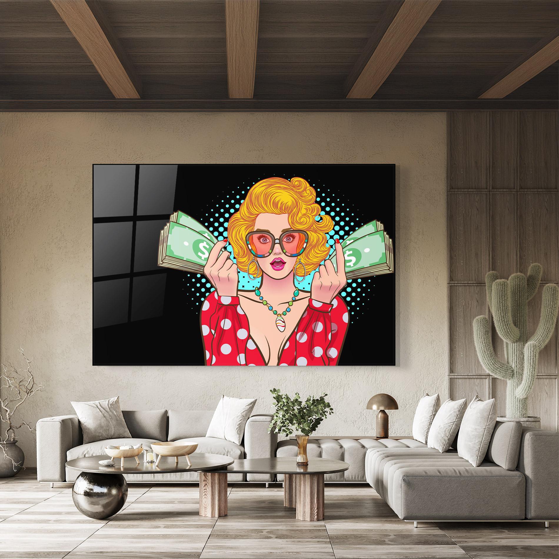 Стъклена картина Glasses Look Money mockup 8