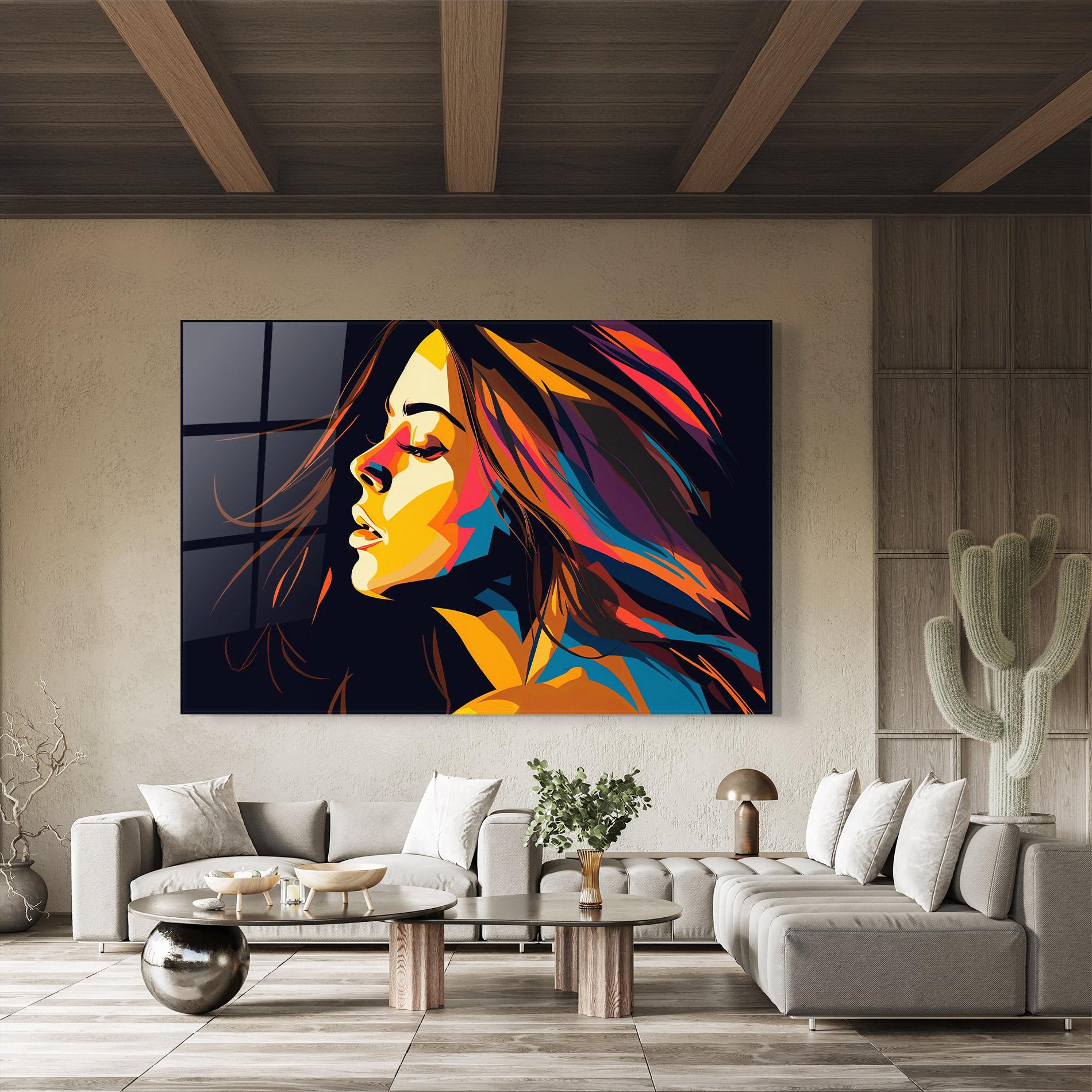 Стъклена картина Graphical Pop Woman mockup 8