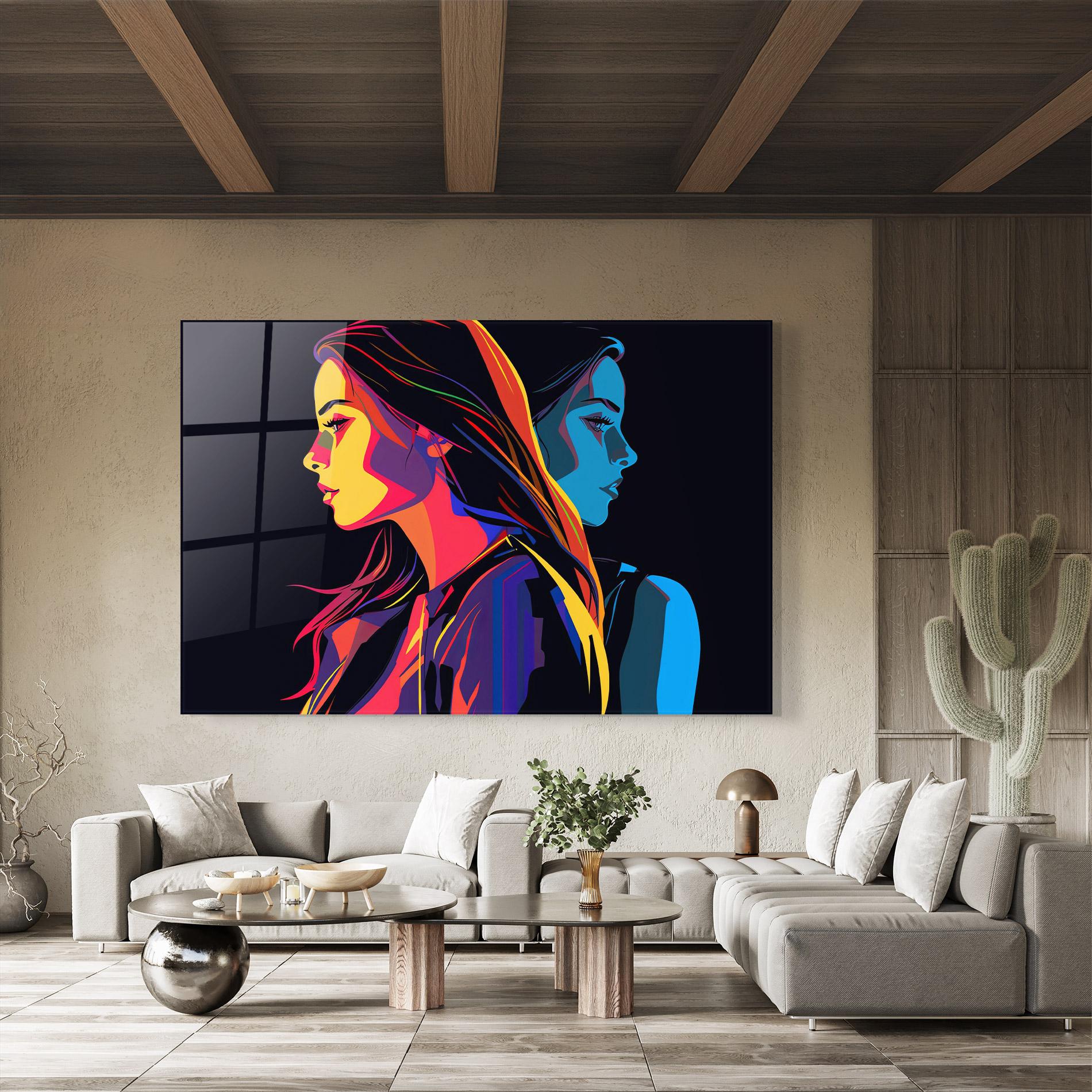 Стъклена картина Minimalist Pop Female mockup 8