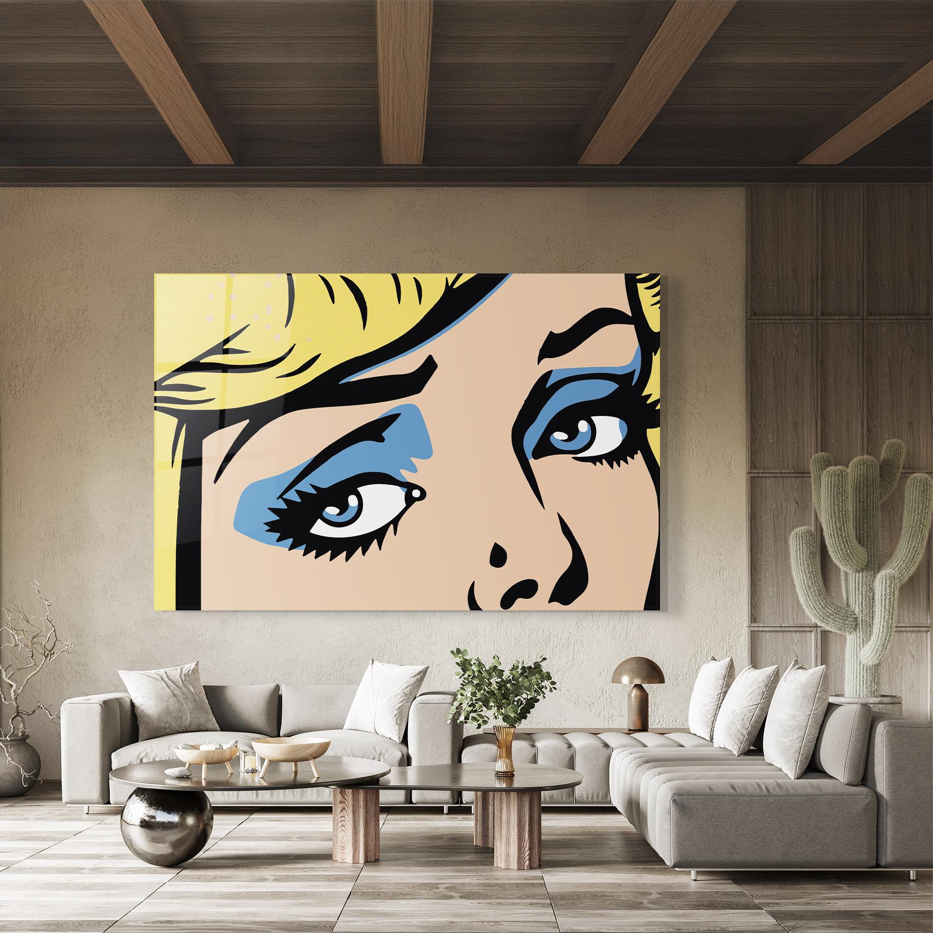 Стъклена картина Pop Blue Makeup mockup 8