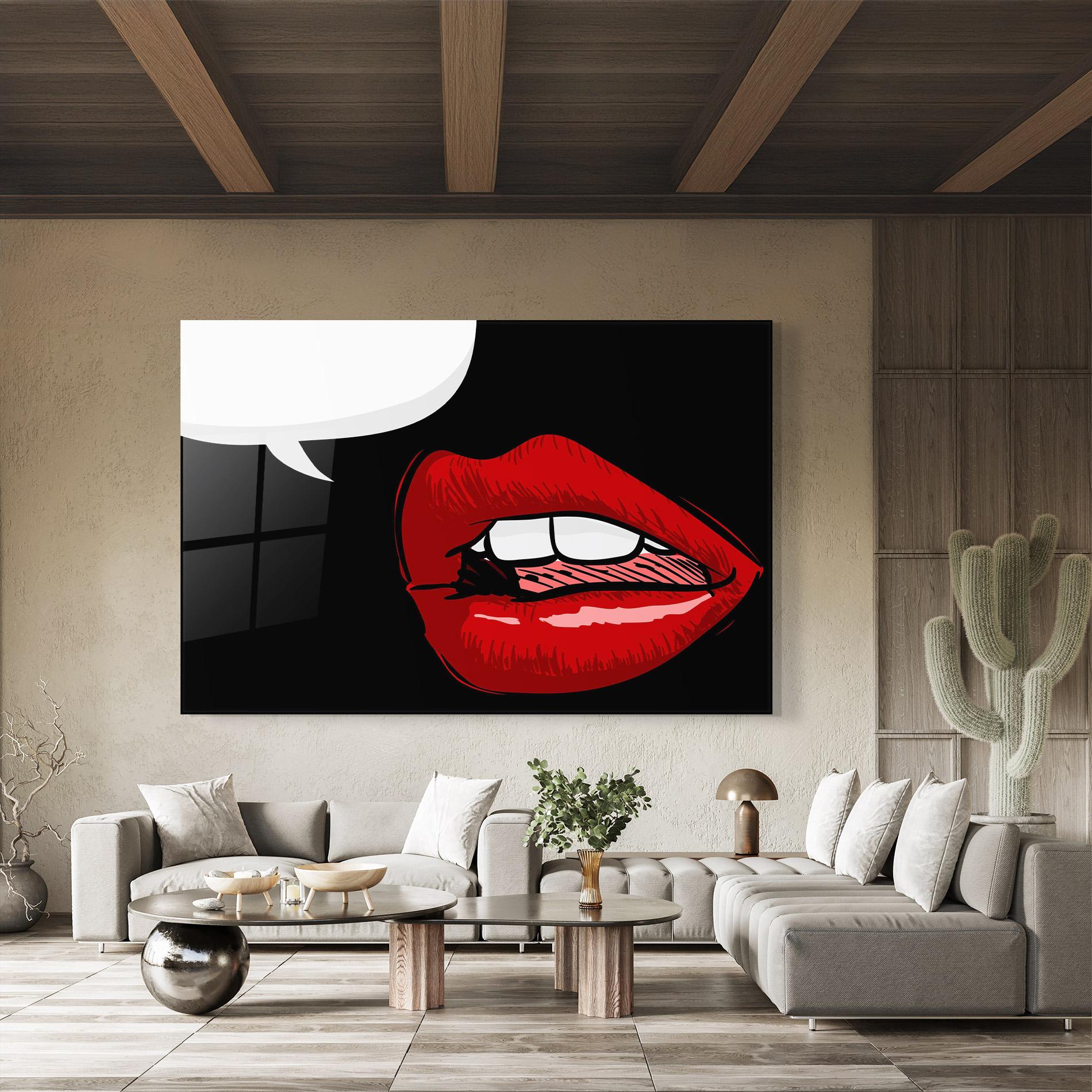Стъклена картина Pop Red Lips mockup 8