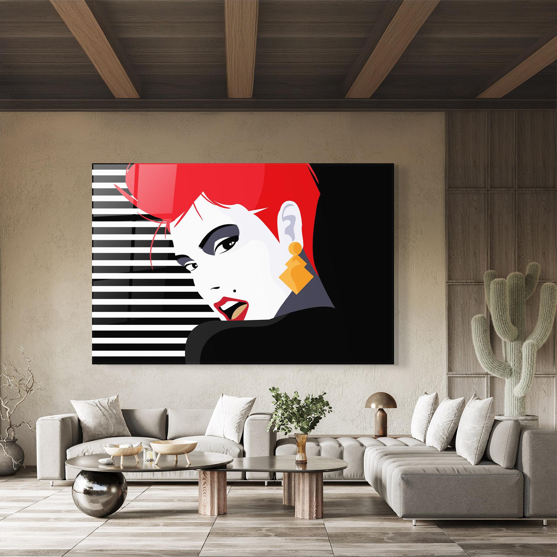 Стъклена картина Red Pop Hair mockup 8