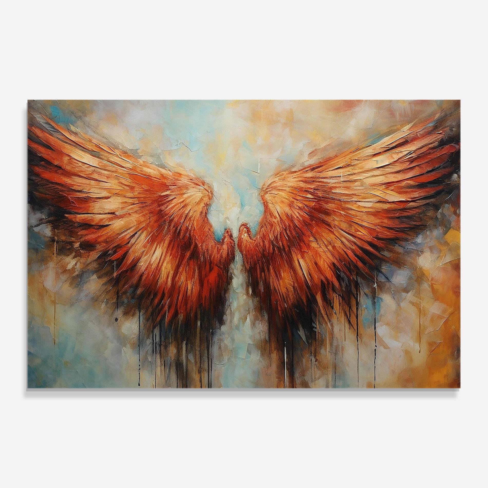 Стъклена картина Orange Wings mockup 0