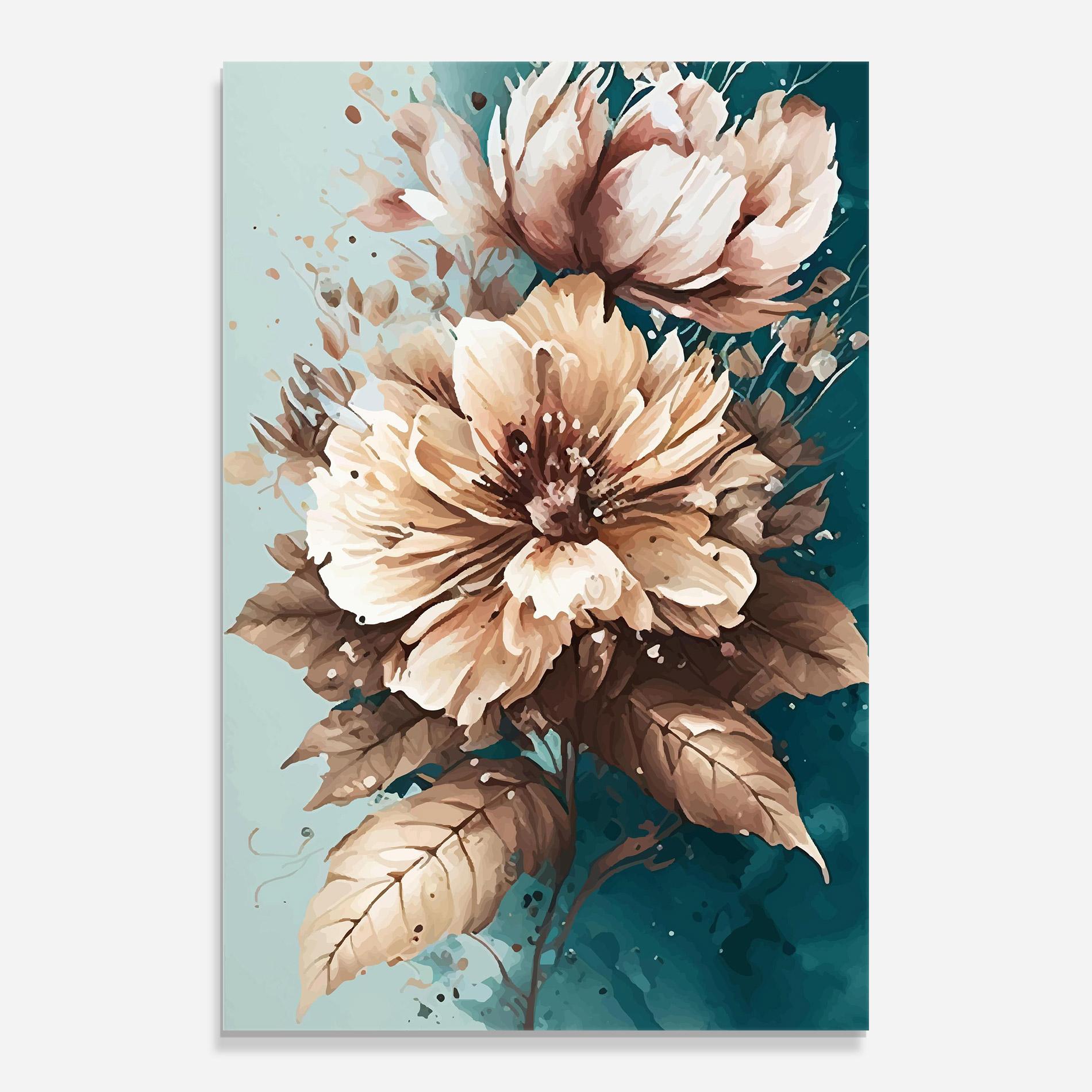 Стъклена картина Flower Green Watercolor mockup 0