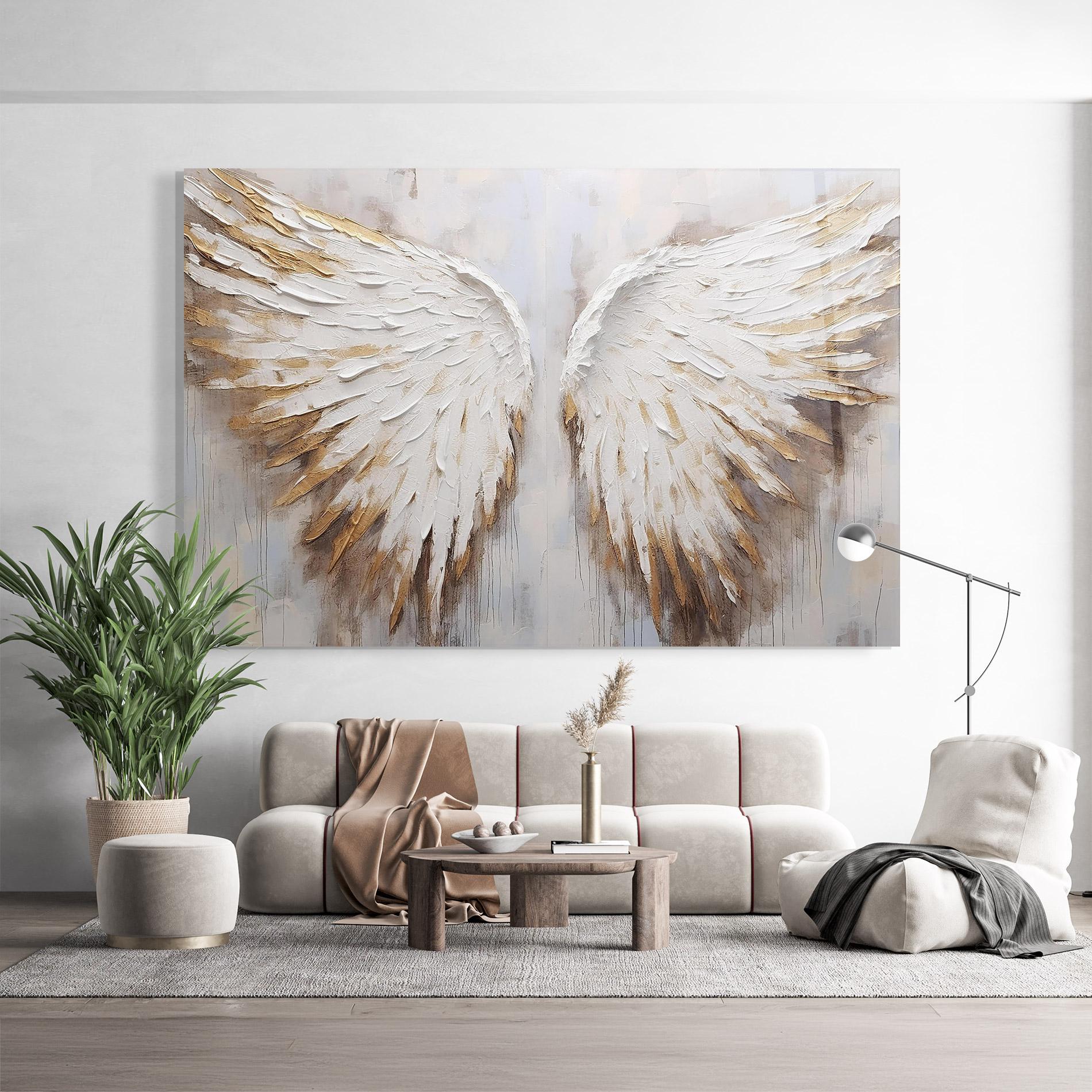 Стъклена картина White Angel Wings mockup 9