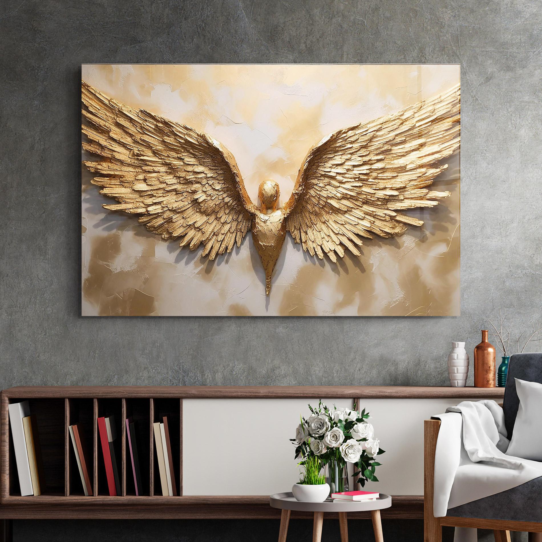 Стъклена картина Beautiful Gold Wings mockup 2