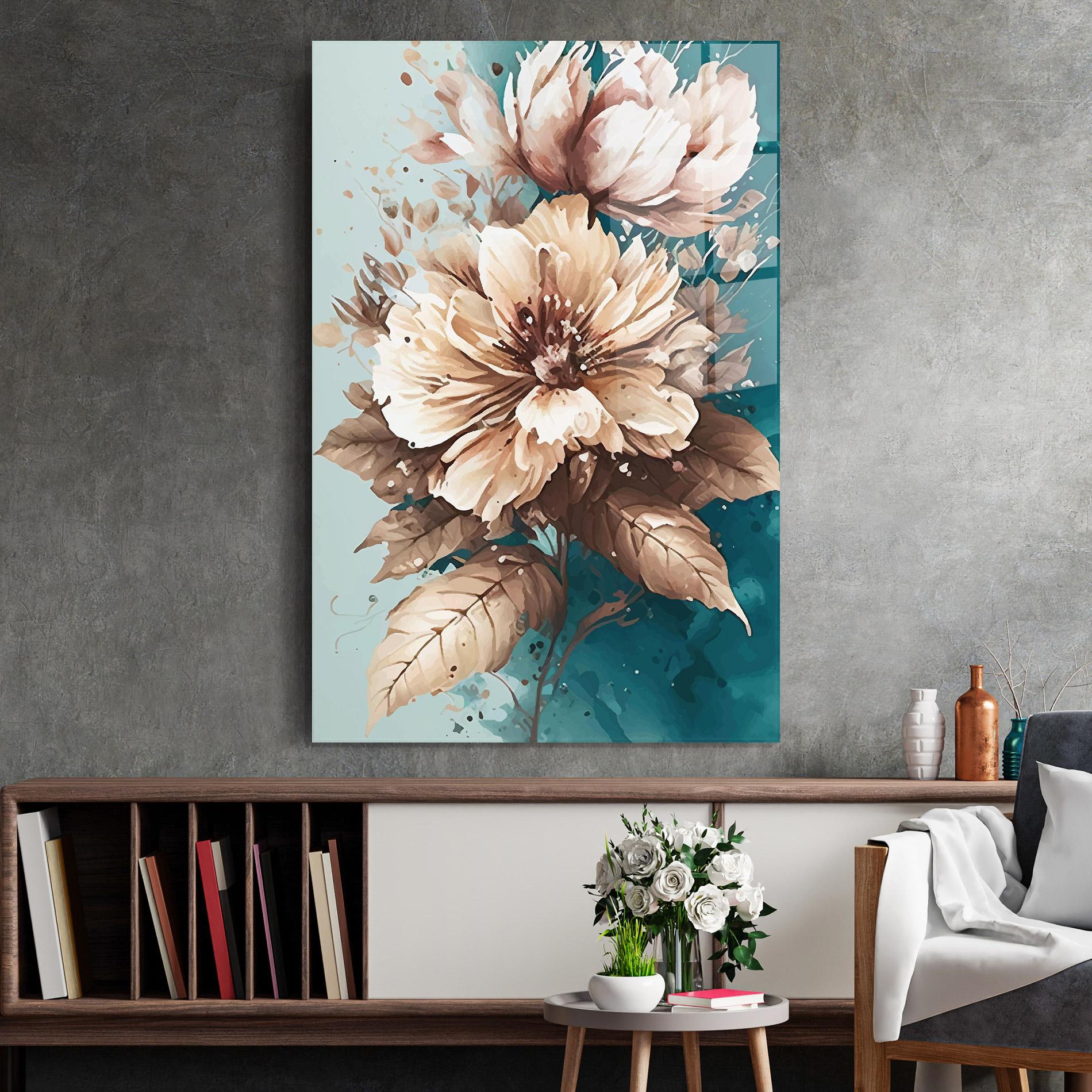 Стъклена картина Flower Green Watercolor mockup 2