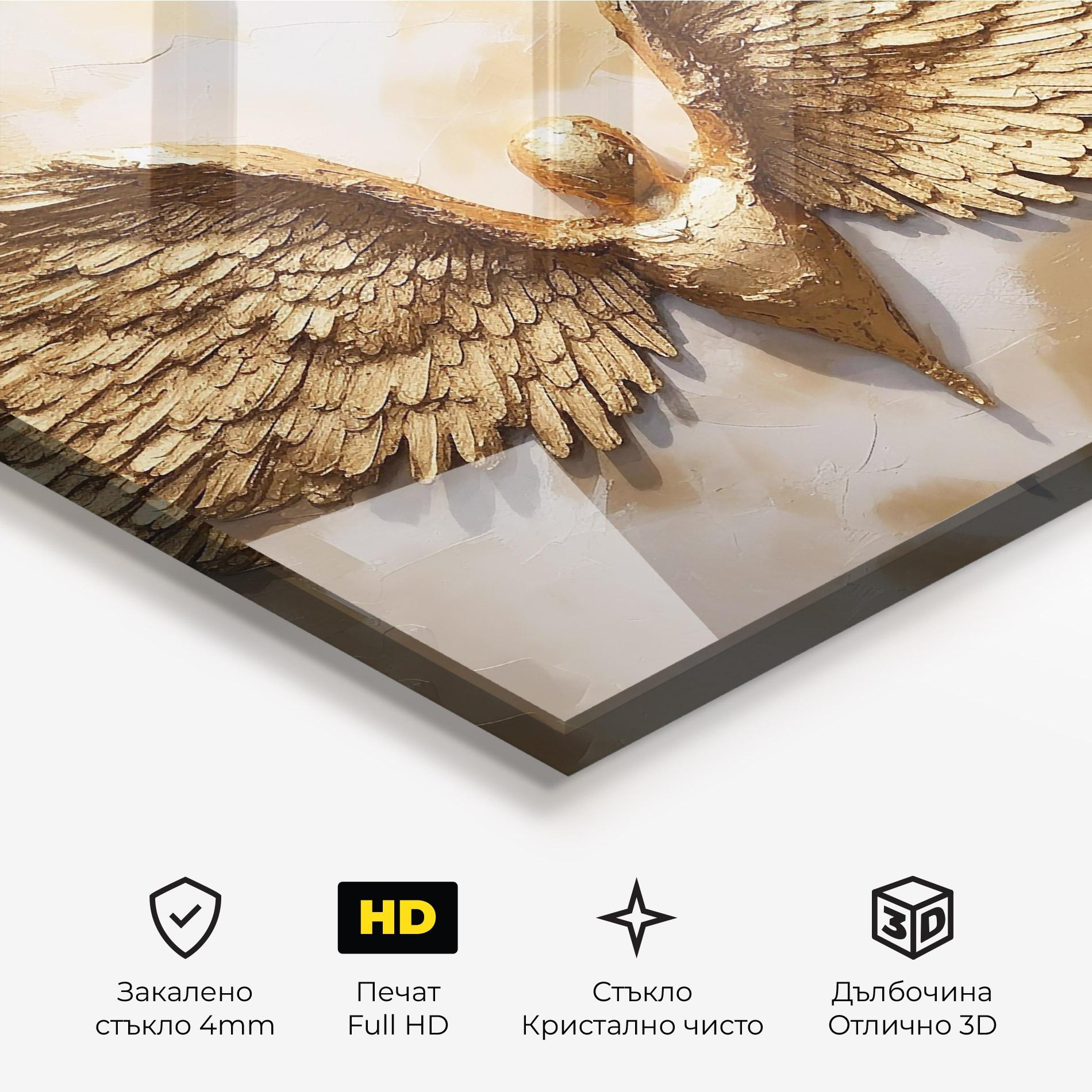 Стъклена картина Beautiful Gold Wings mockup 3