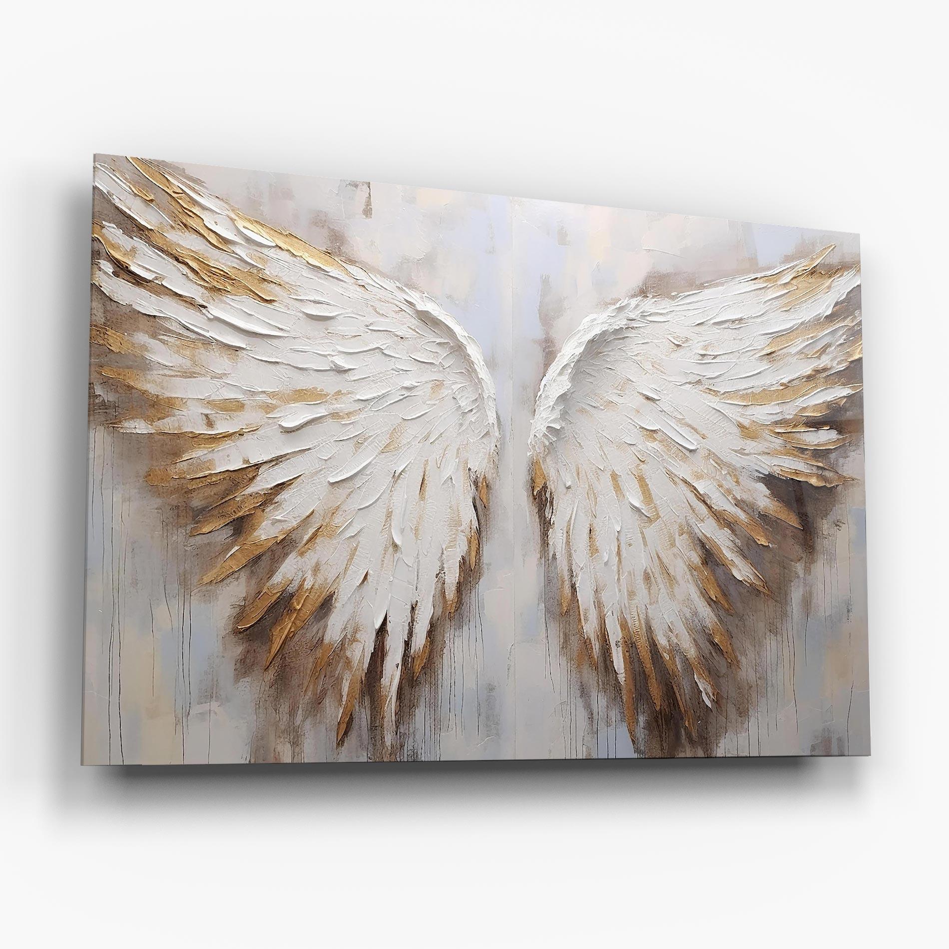 Стъклена картина White Angel Wings mockup 6