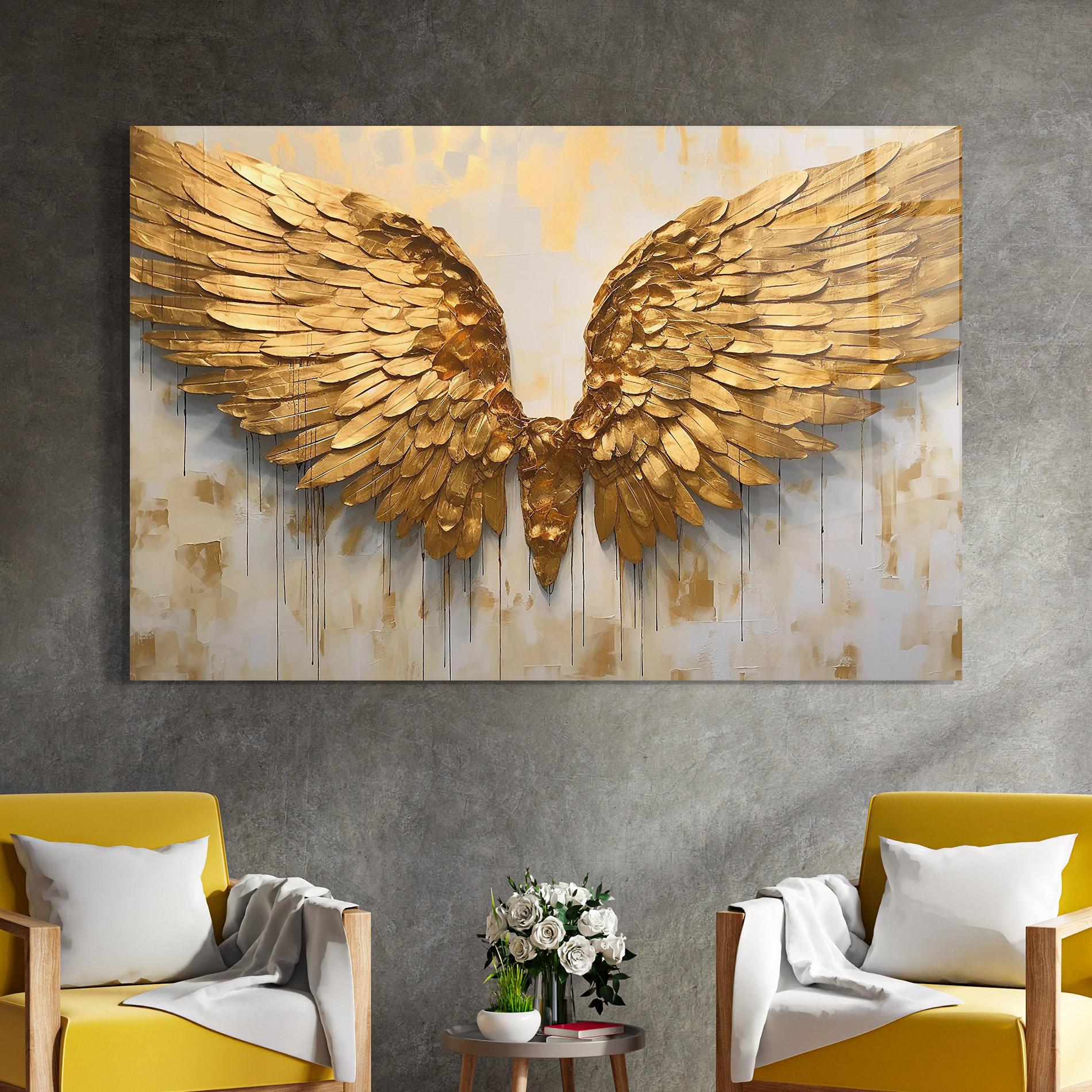 Стъклена картина Golden Wings Art mockup 4