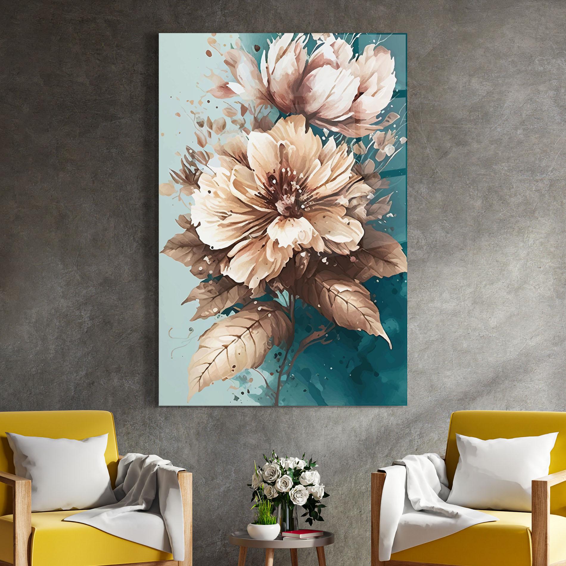 Стъклена картина Flower Green Watercolor mockup 4