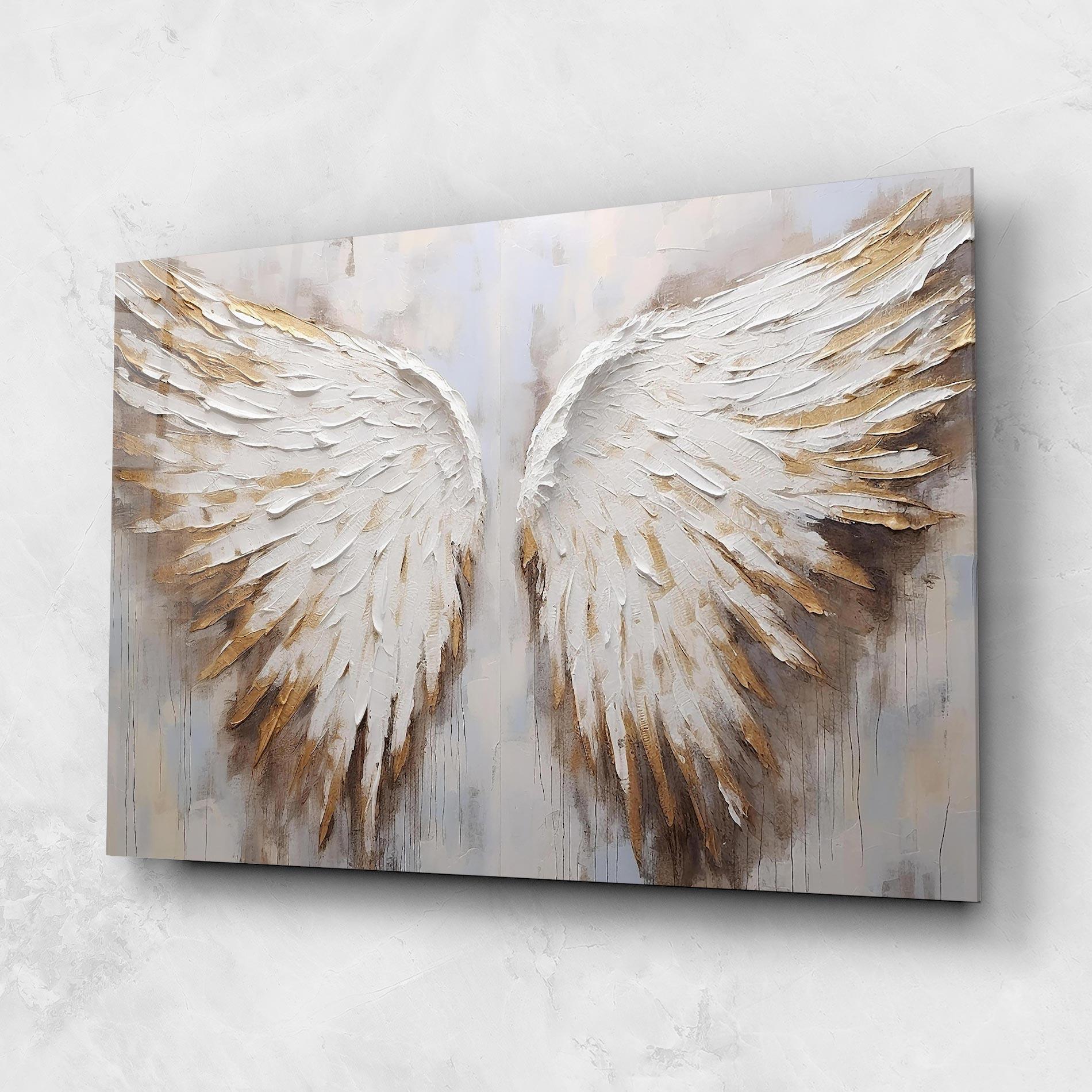 Стъклена картина White Angel Wings mockup 1
