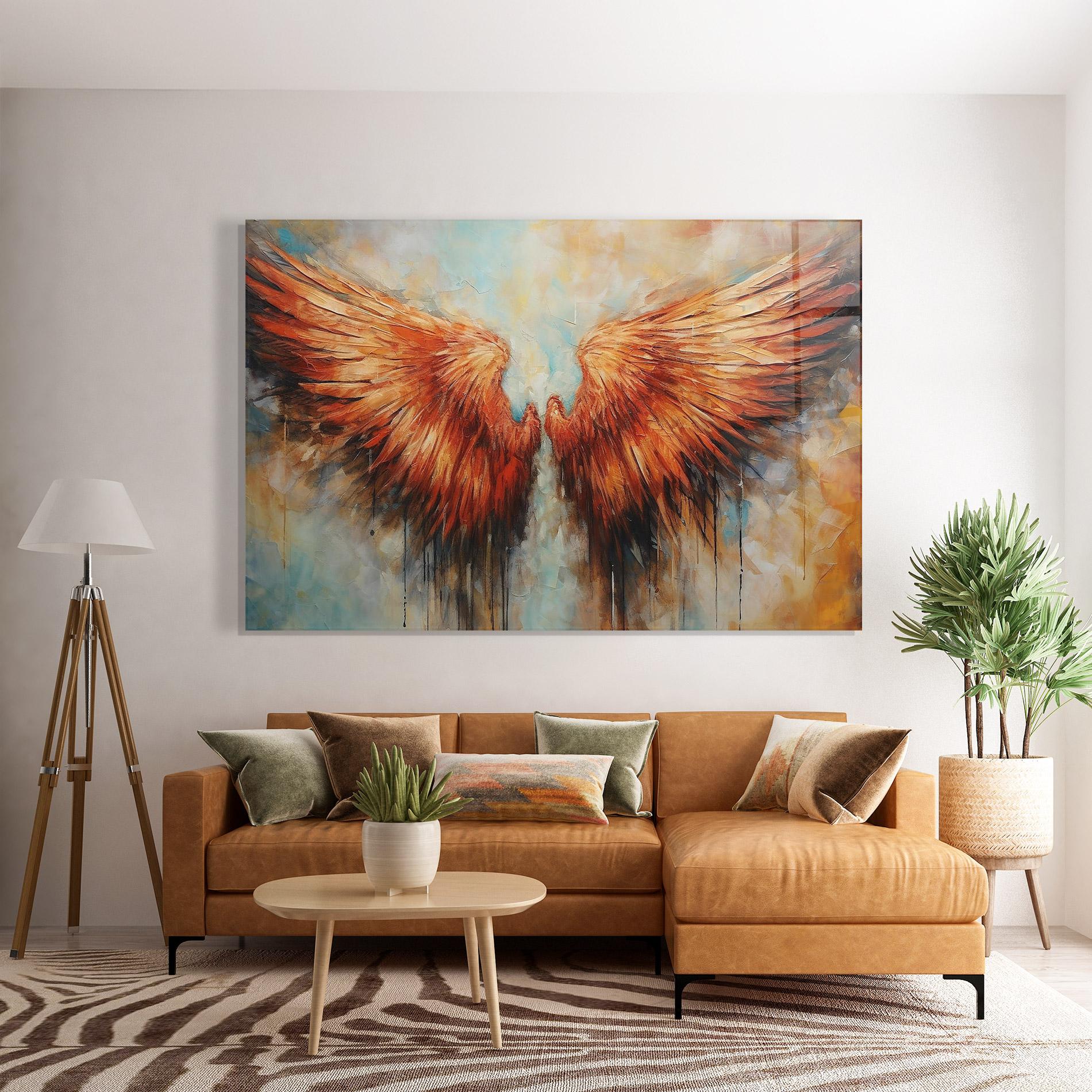 Стъклена картина Orange Wings mockup 7