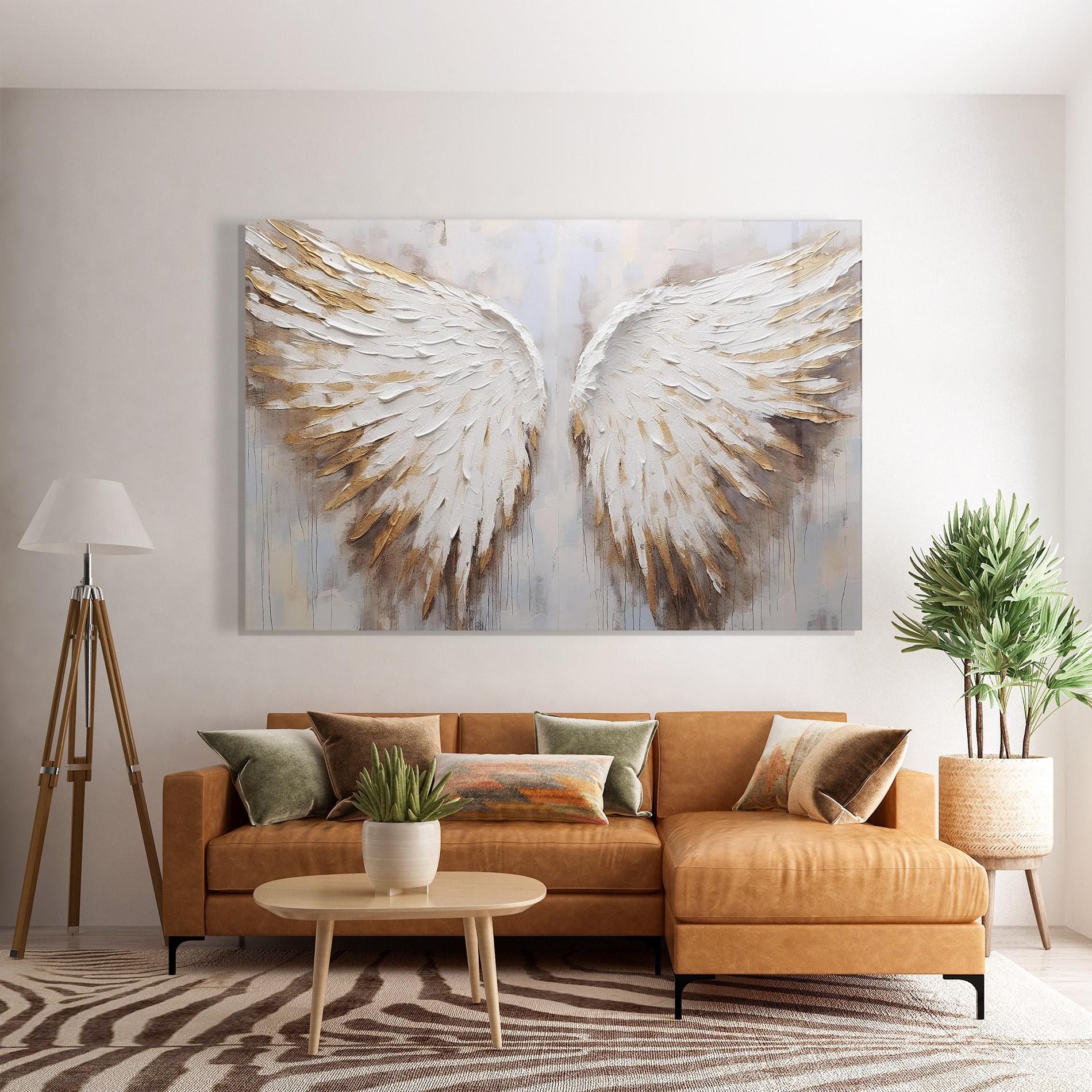 Стъклена картина White Angel Wings mockup 7