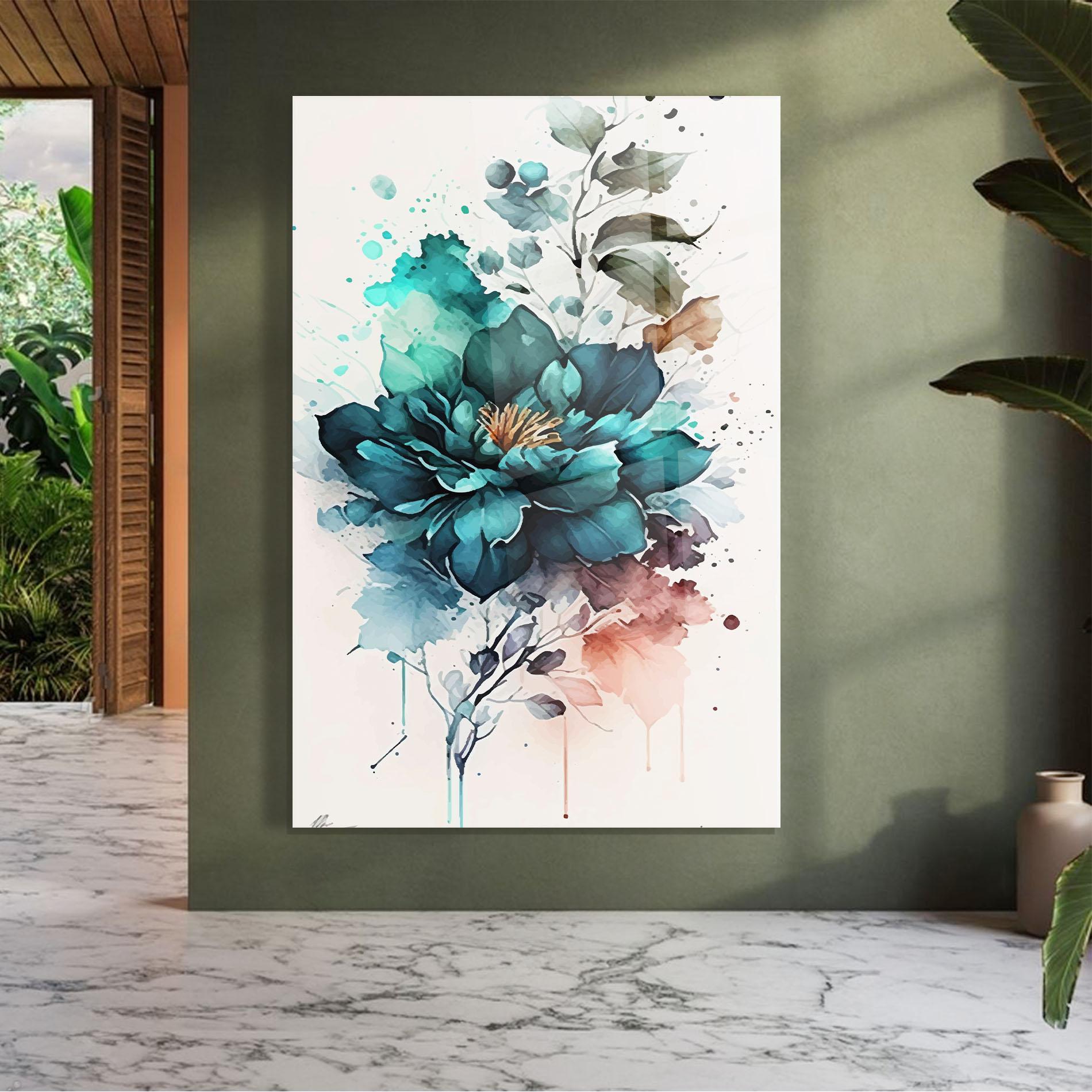 Стъклена картина Flower Watercolor mockup 7