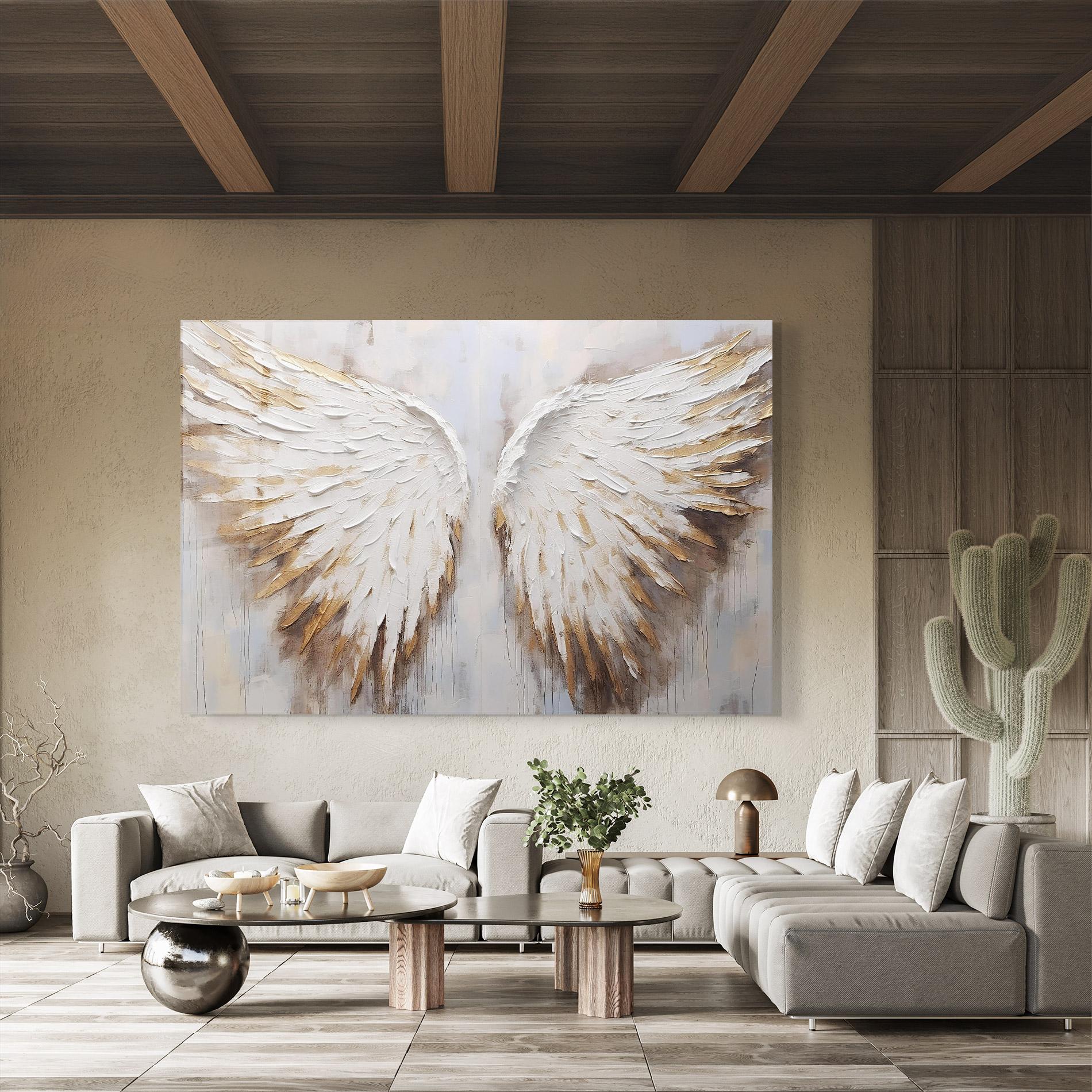 Стъклена картина White Angel Wings mockup 8