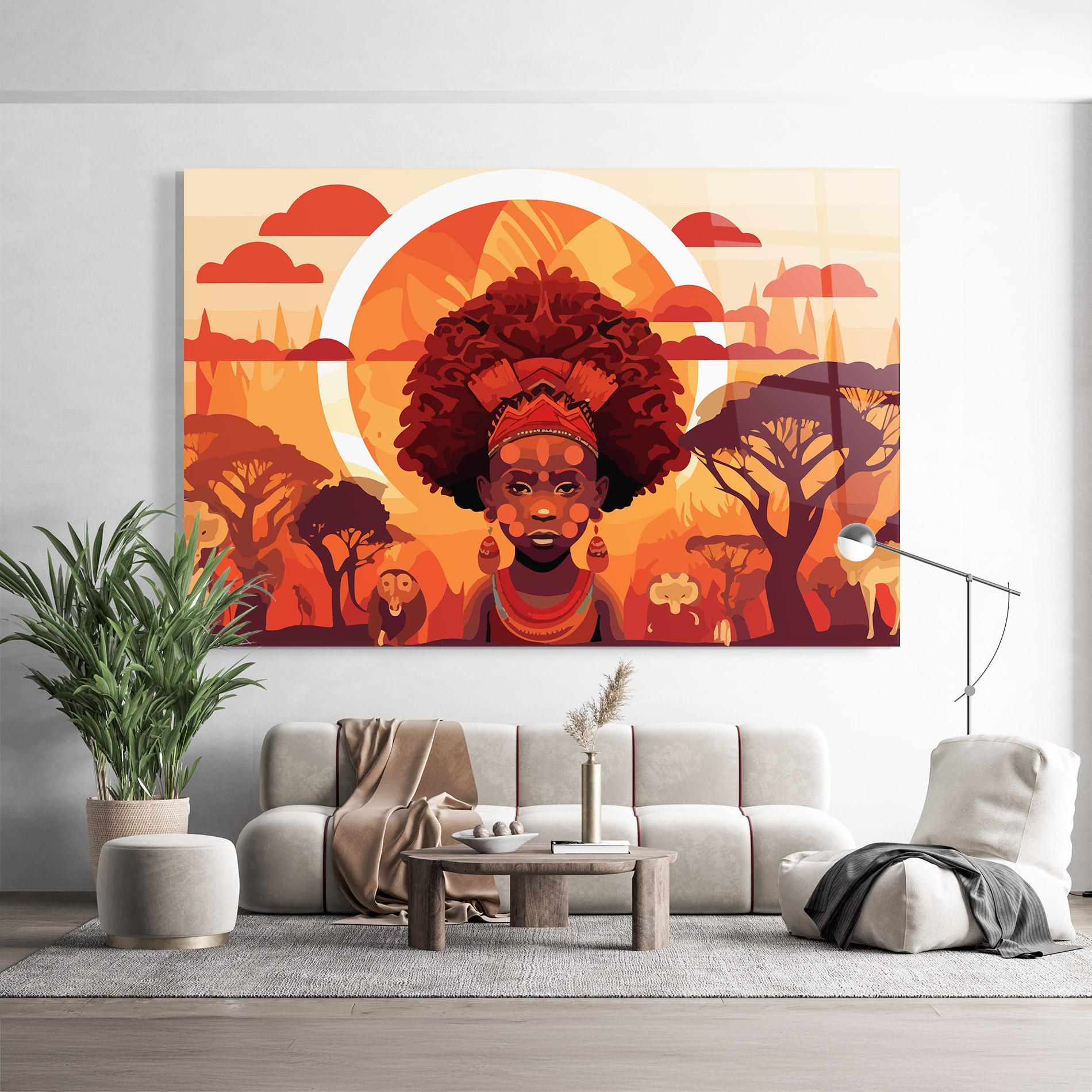 Стъклена картина African Chid mockup 9