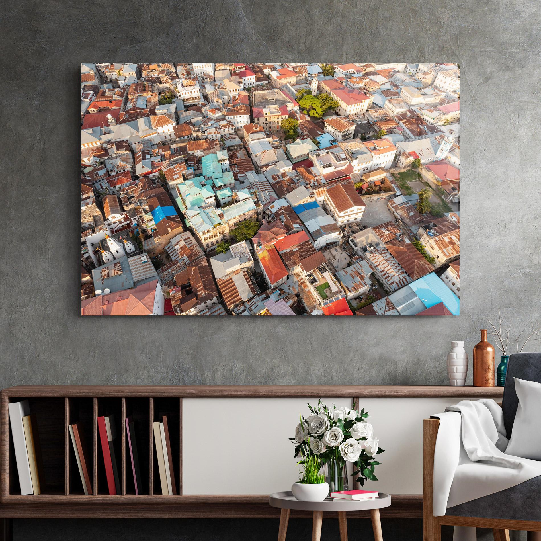 Стъклена картина Island Tanzania Buildings mockup 2