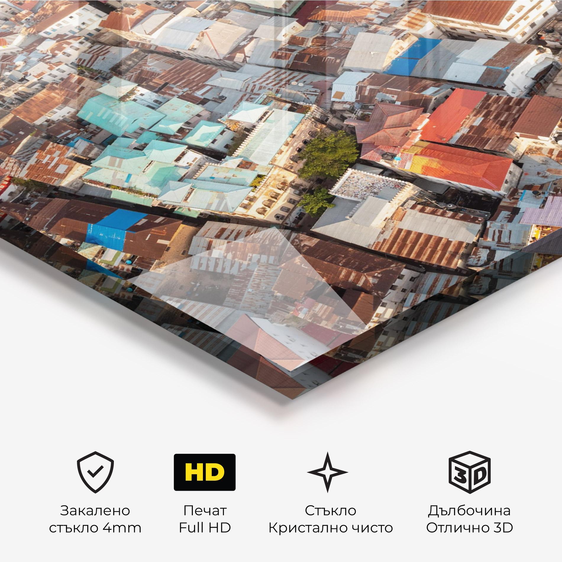 Стъклена картина Island Tanzania Buildings mockup 3