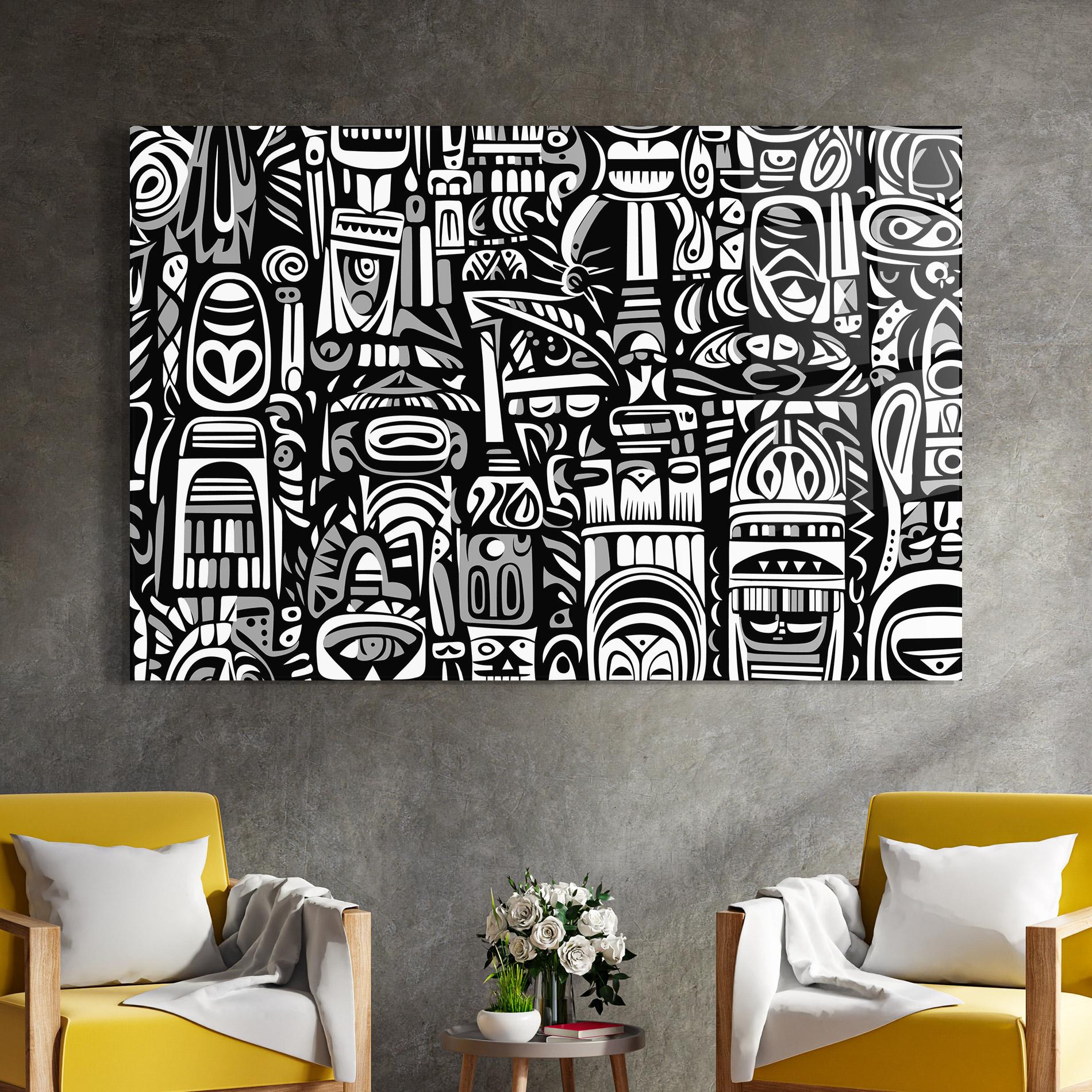 Стъклена картина African Pattern mockup 4