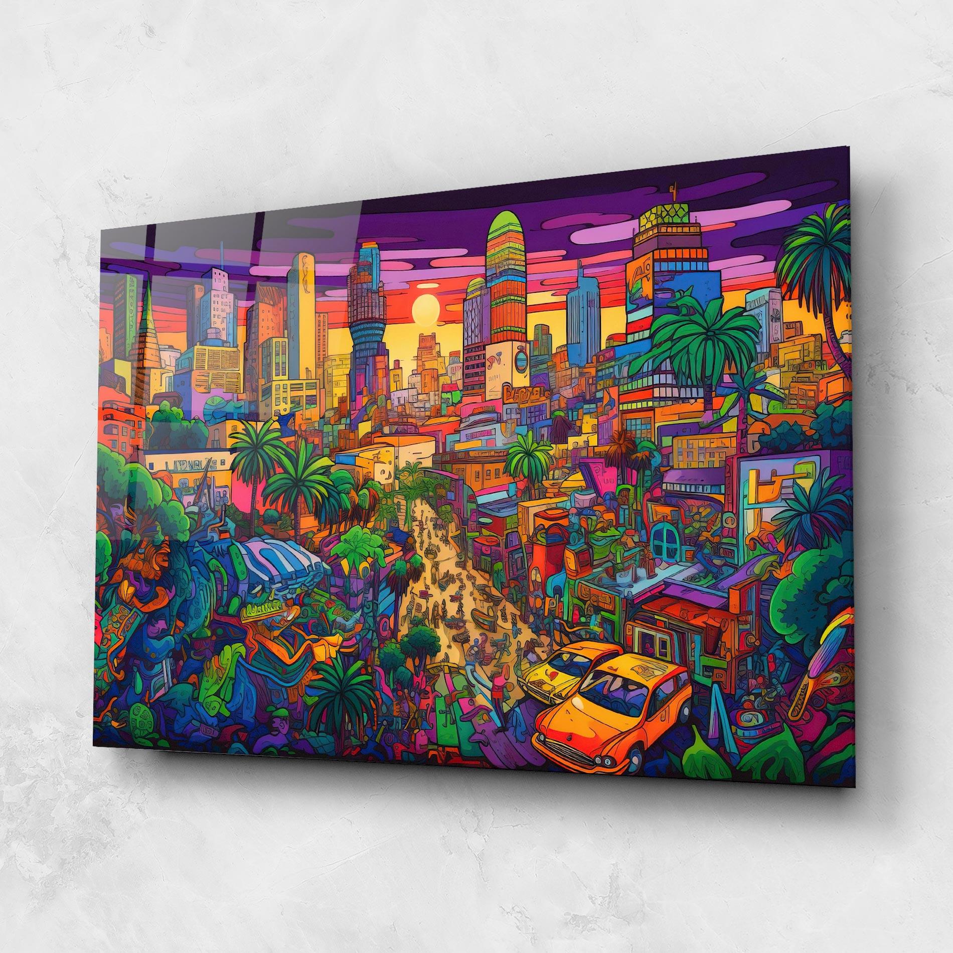 Стъклена картина Colorful Mural City mockup 1