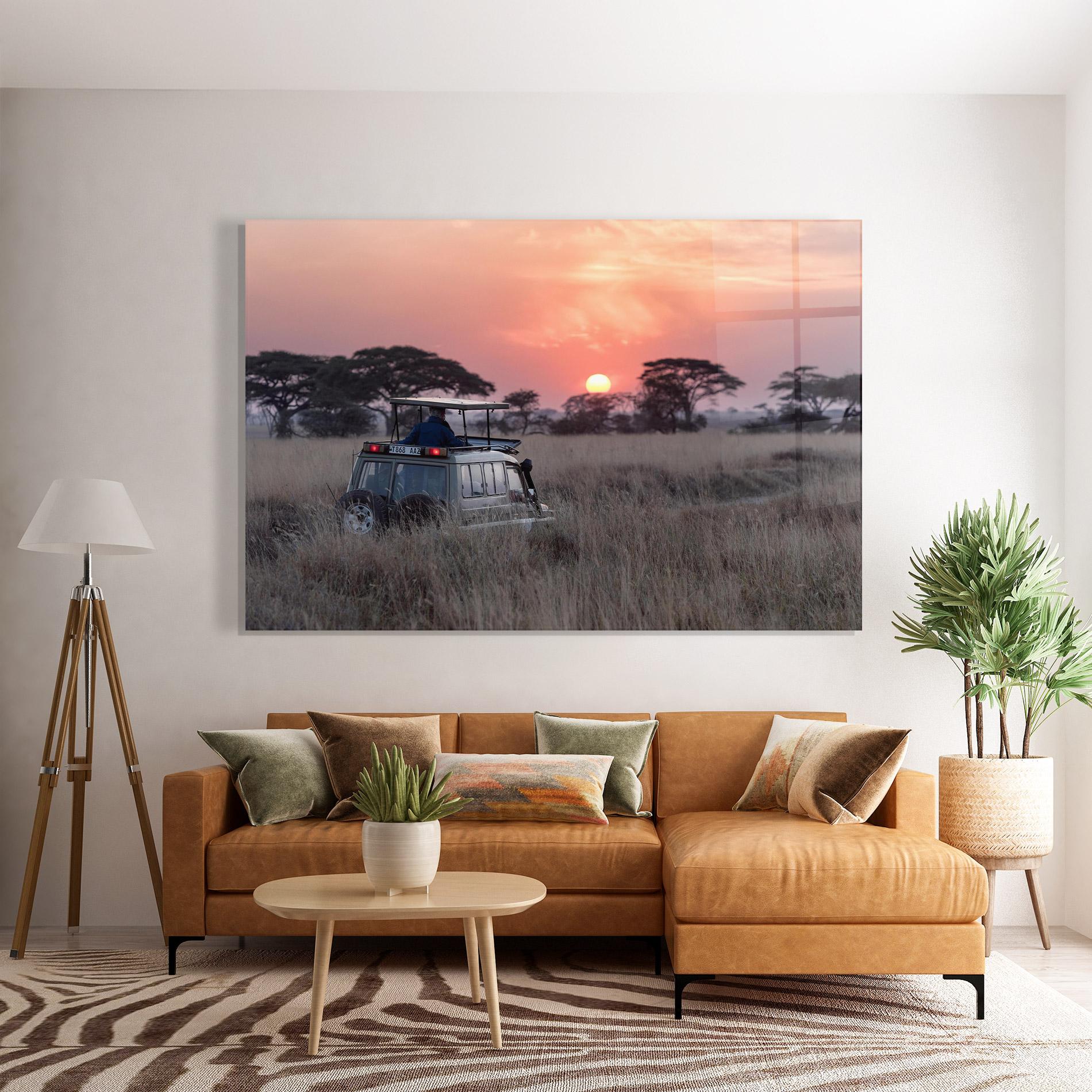 Стъклена картина Sunset Wild Car mockup 7