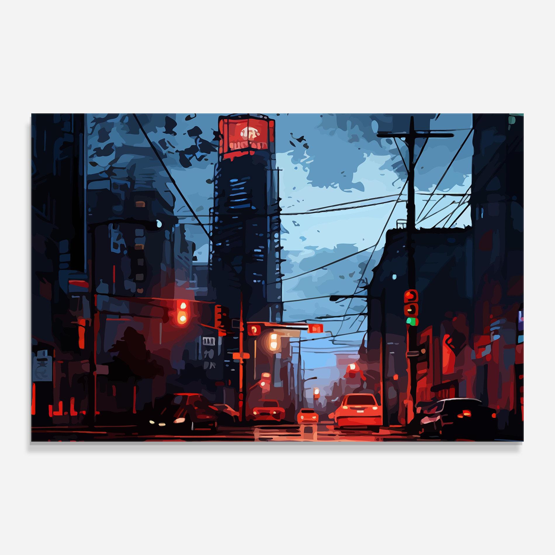 Стъклена картина Red City Light mockup 0