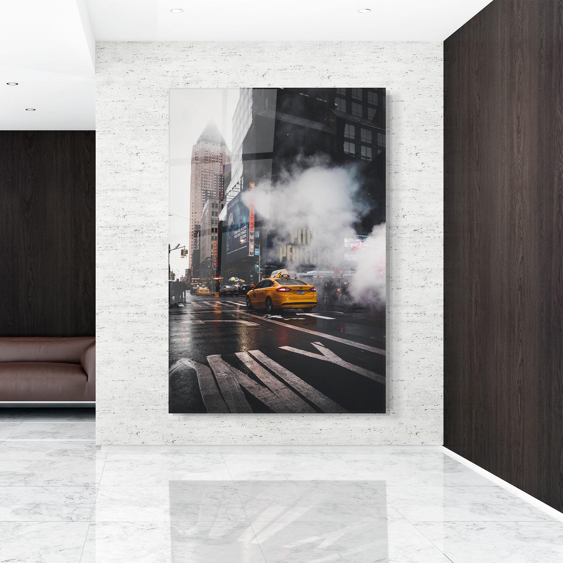 Стъклена картина Taxi Smoke City mockup 9