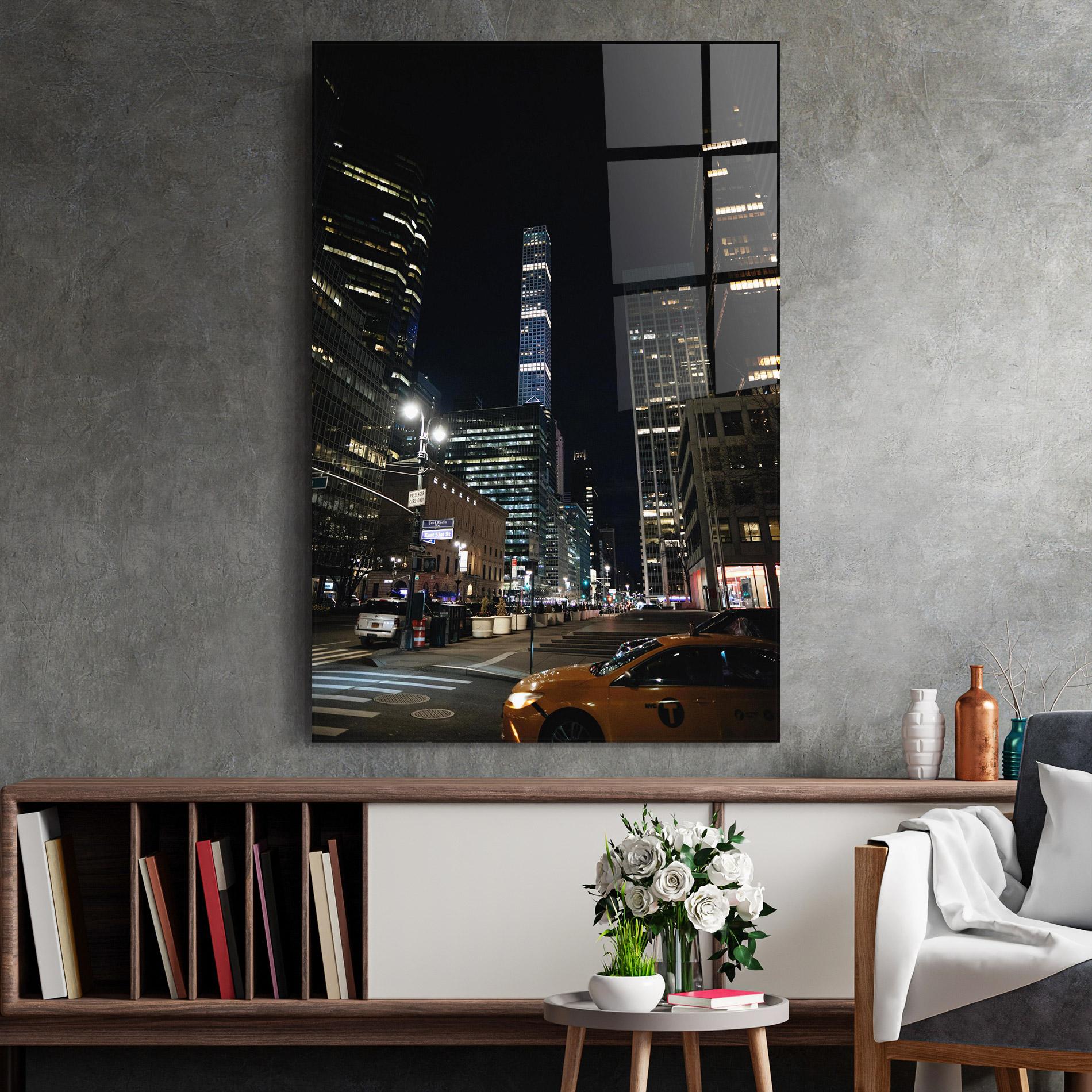 Стъклена картина Skyline Night Light mockup 2