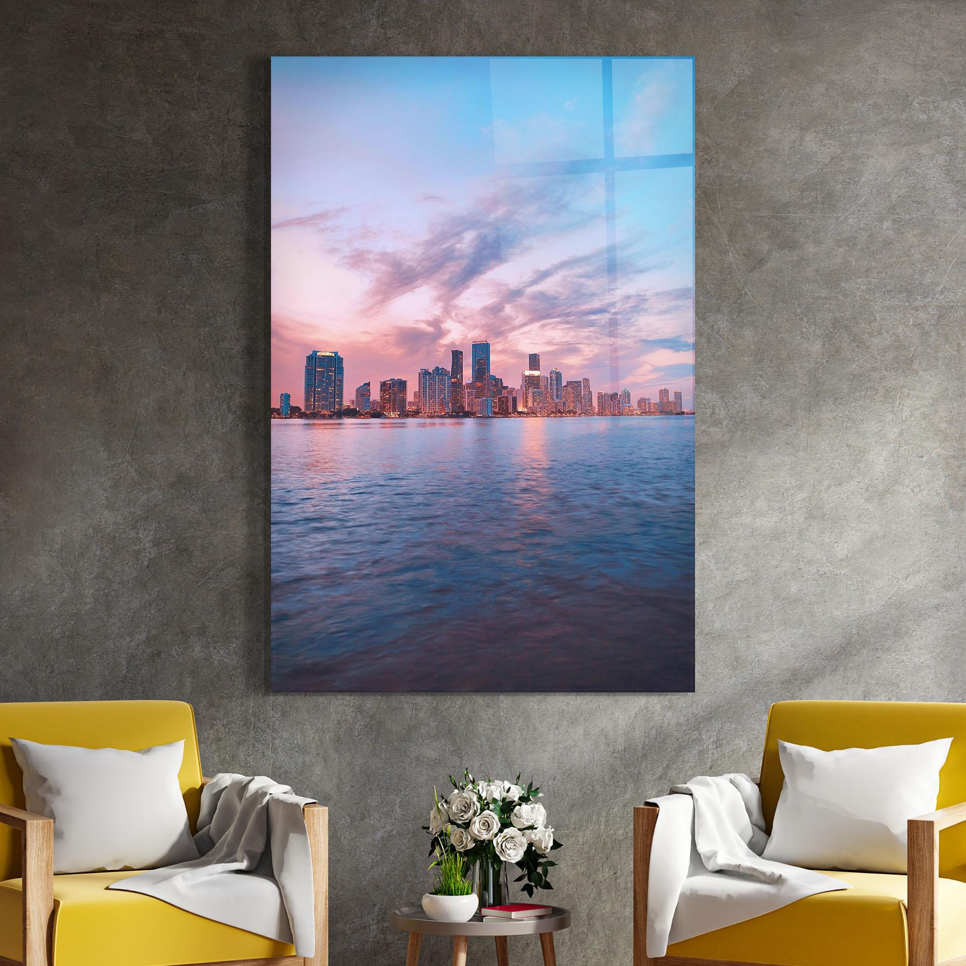 Стъклена картина Over The Lake mockup 4