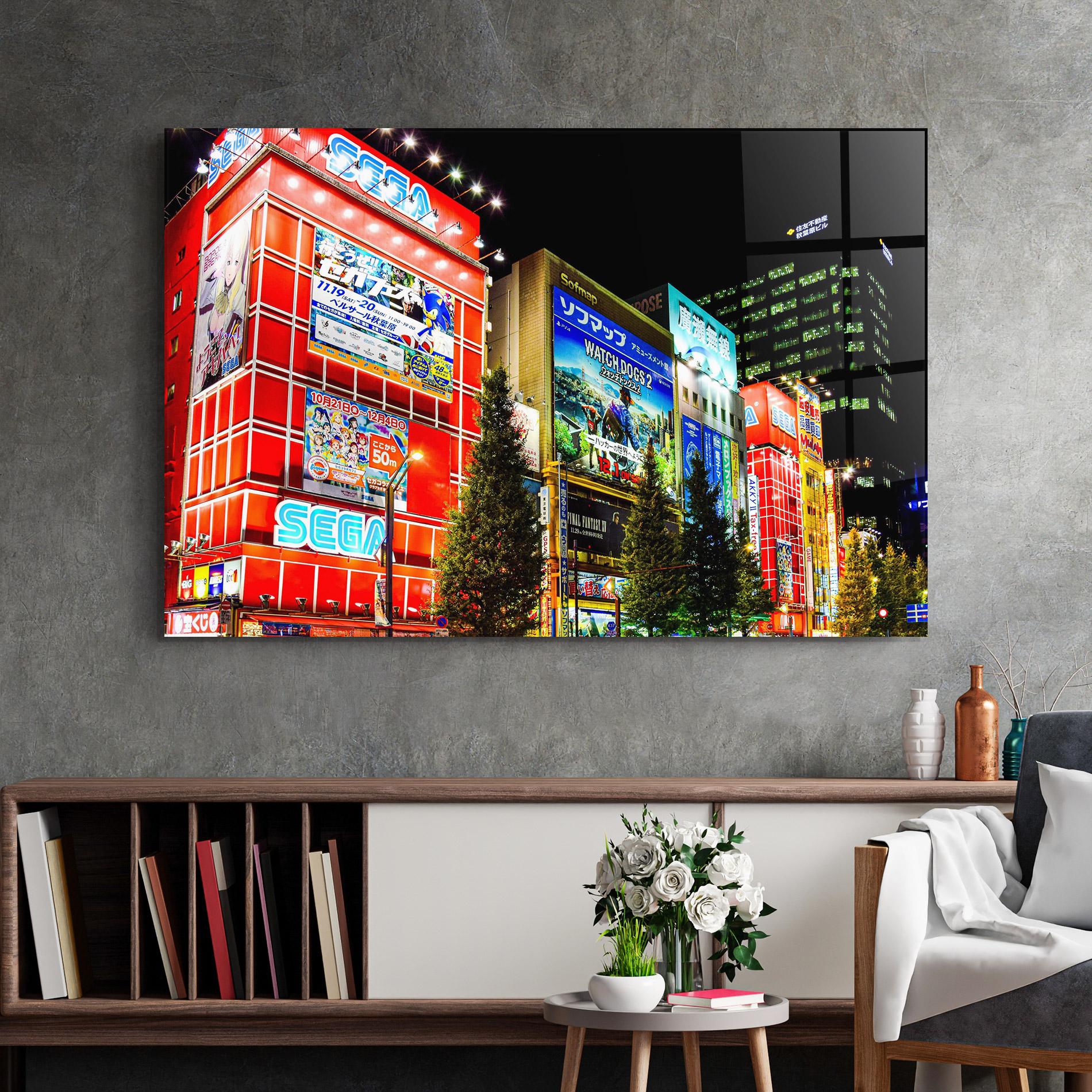 Стъклена картина Akihabara Night mockup 2