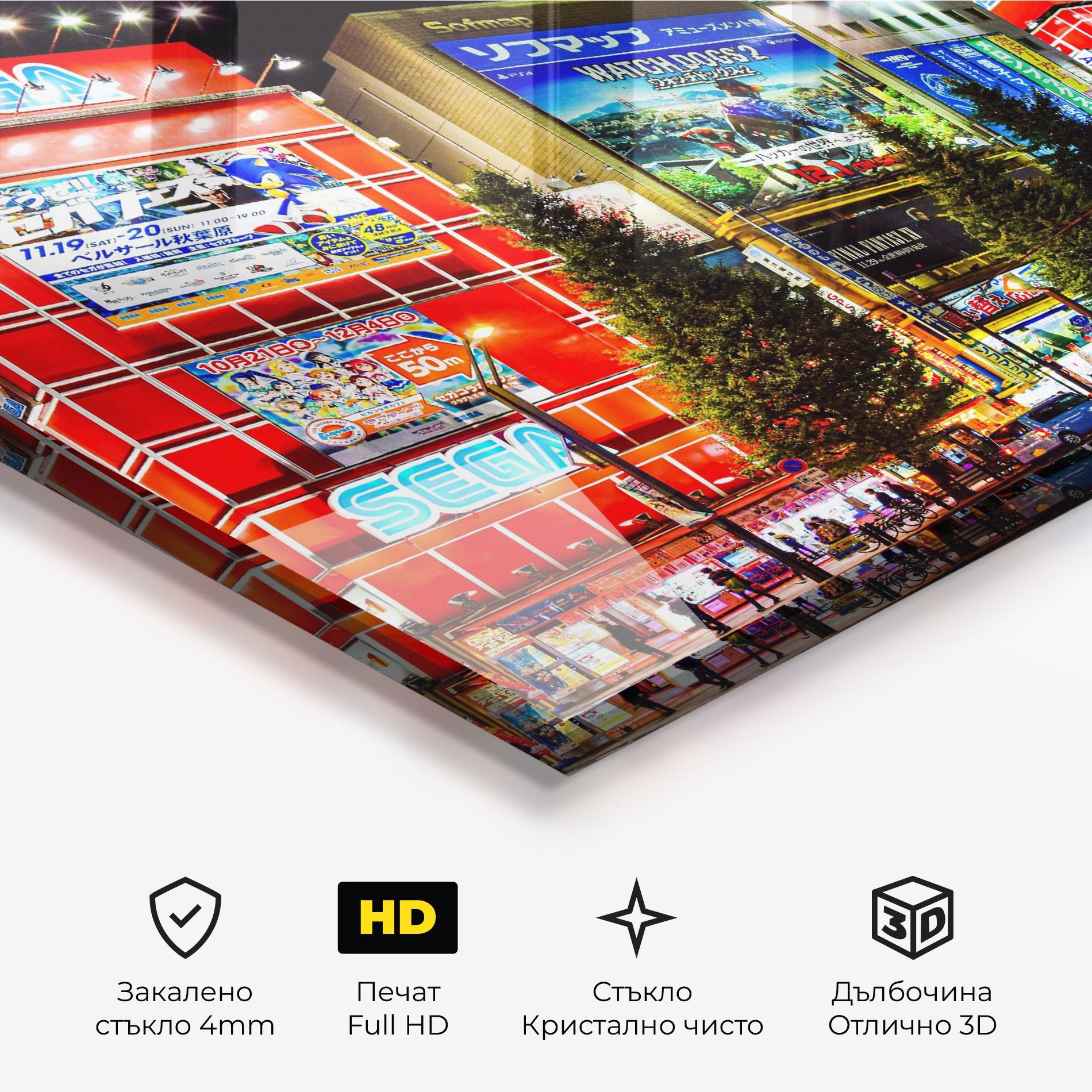 Стъклена картина Akihabara Night mockup 3