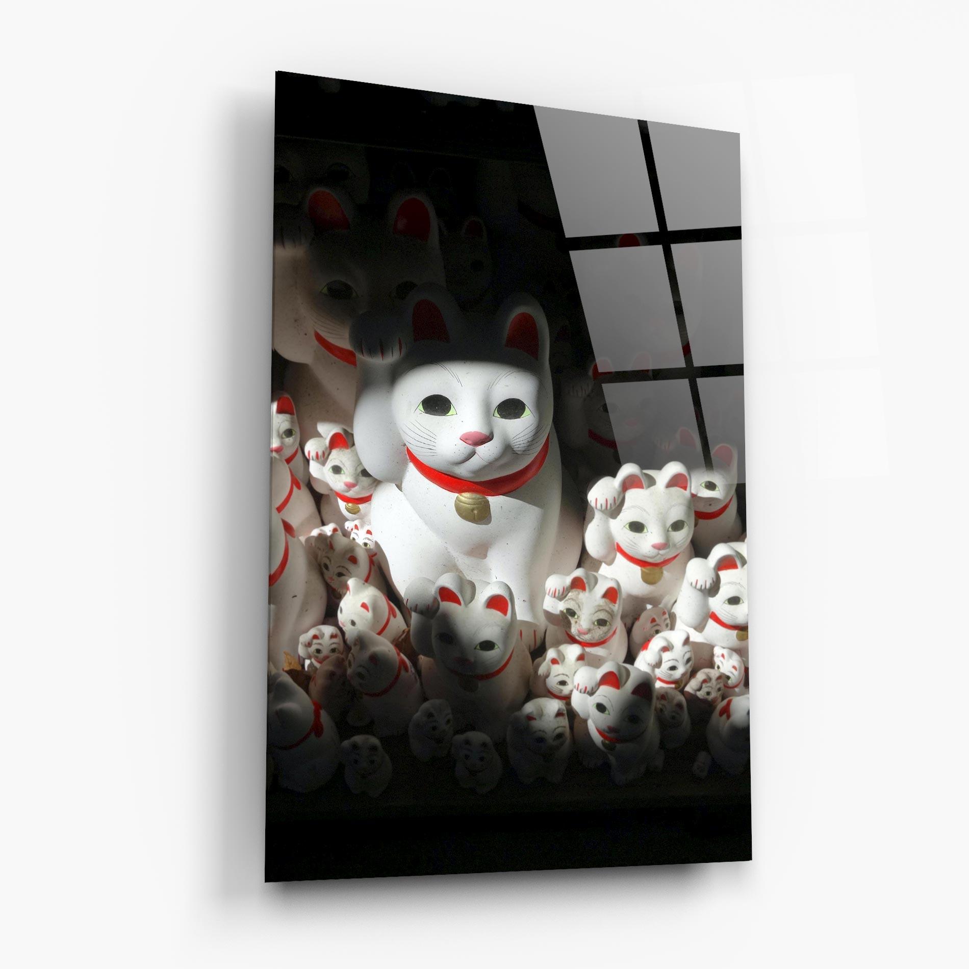 Стъклена картина White Lucky Cats mockup 6