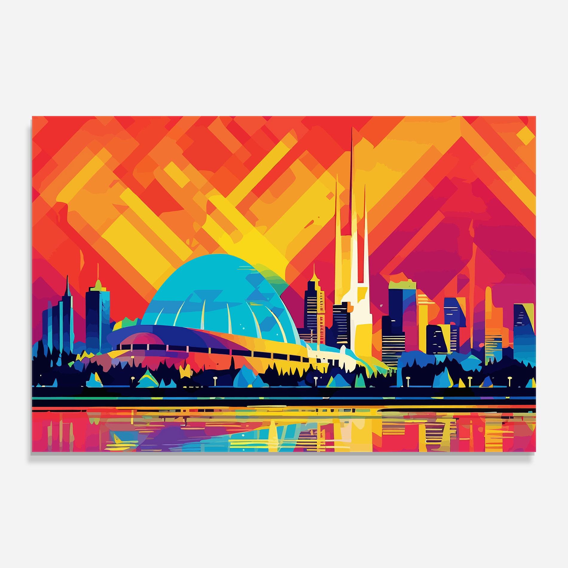 Стъклена картина Blue Olympic Stadium mockup 0