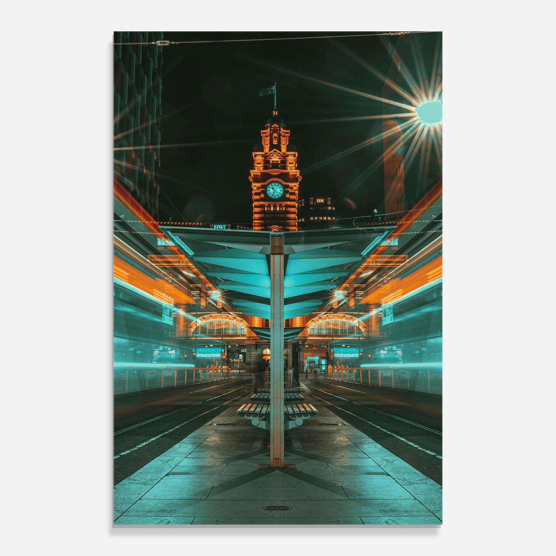 Стъклена картина Clock Tower Light mockup 0