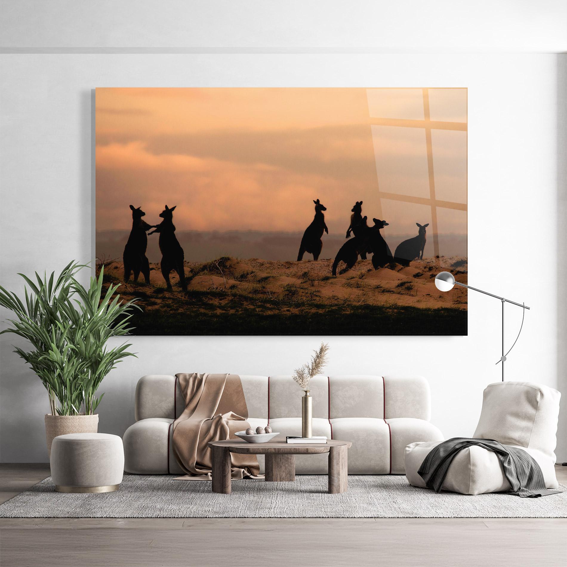 Стъклена картина Kangaroos Playing mockup 9