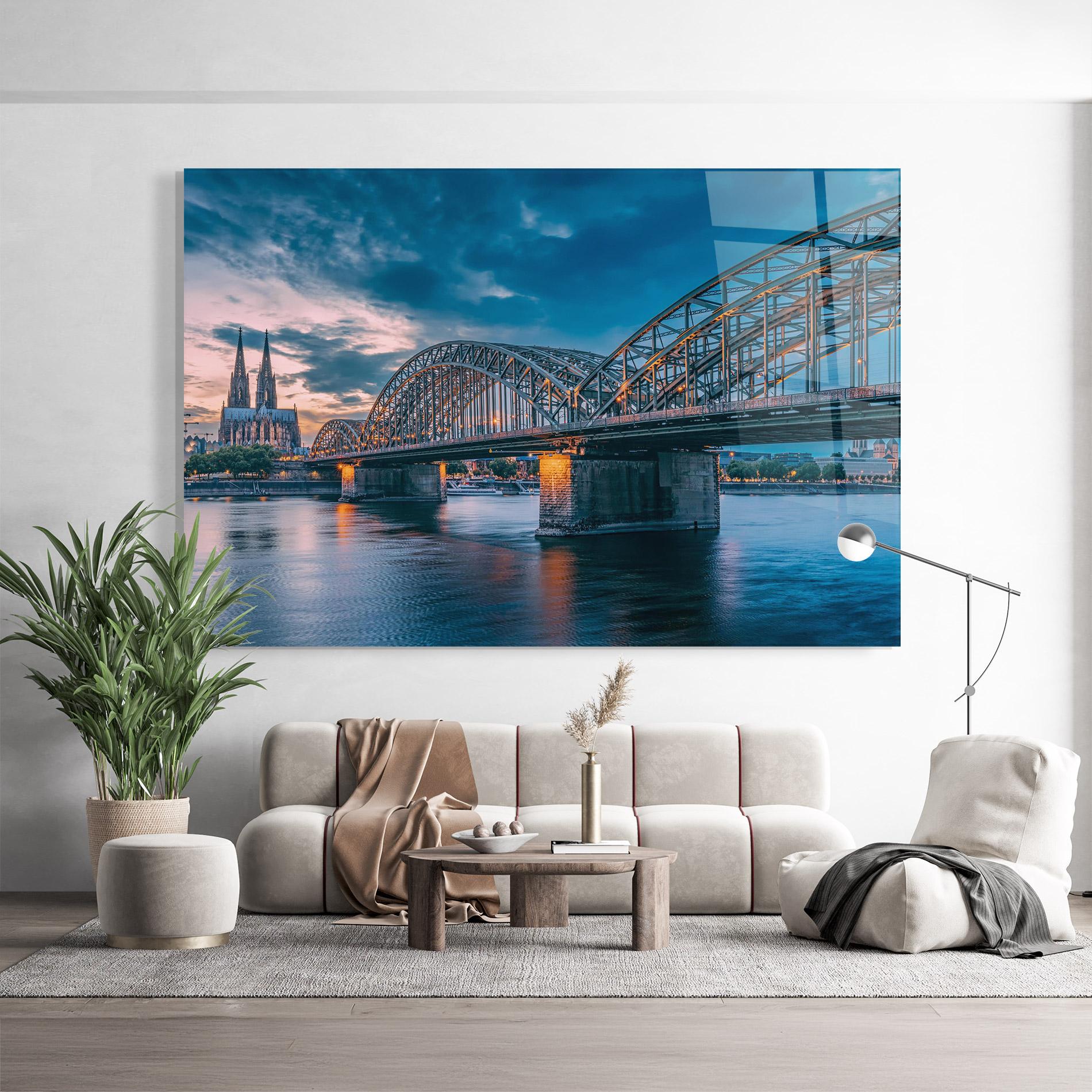 Стъклена картина River Whith Trains mockup 9