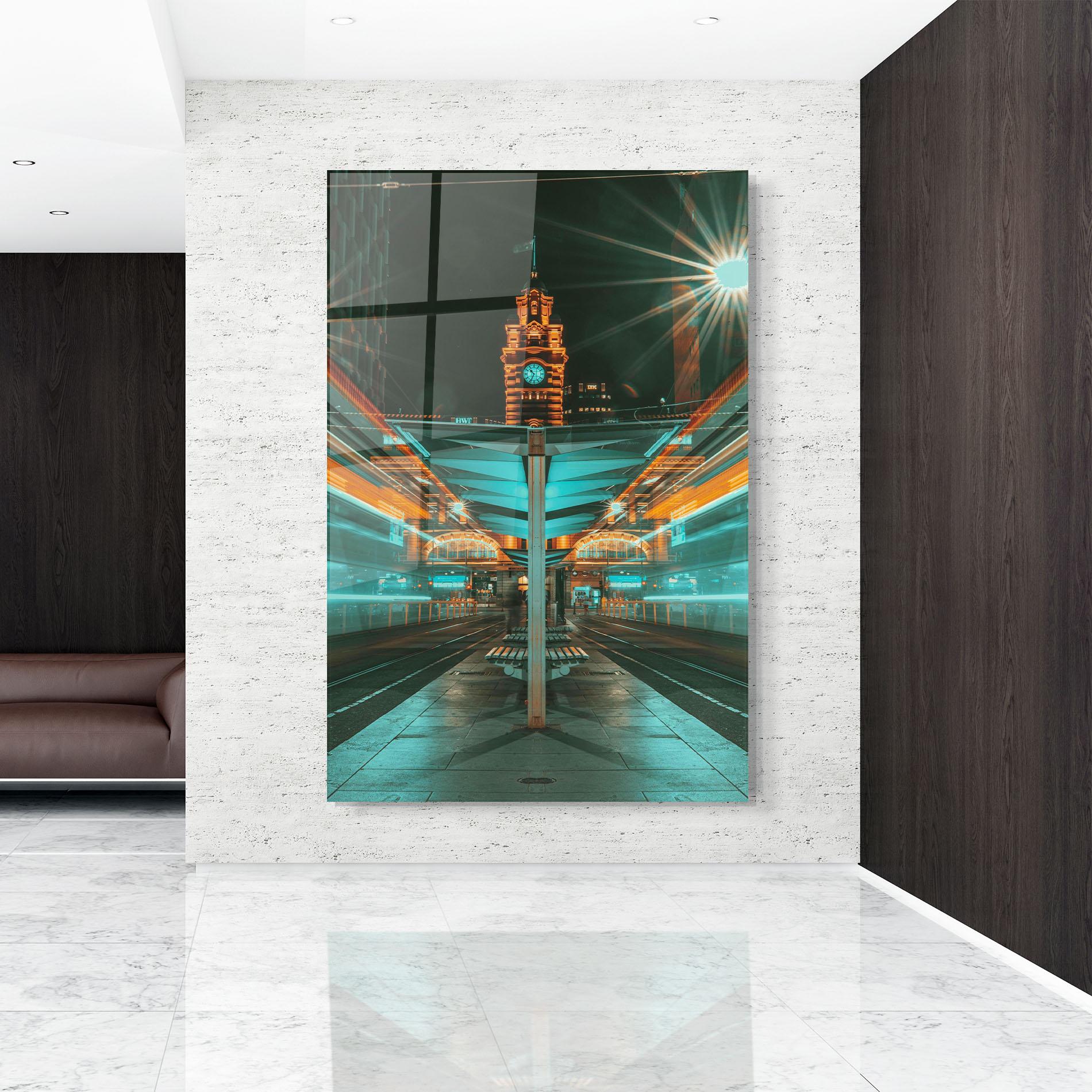 Стъклена картина Clock Tower Light mockup 9