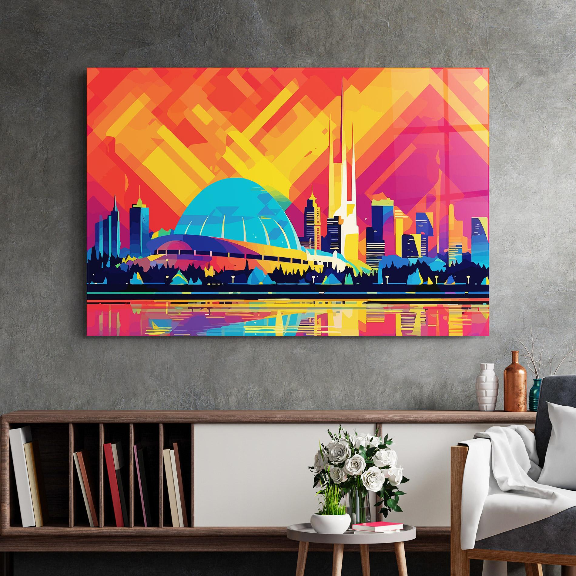 Стъклена картина Blue Olympic Stadium mockup 2