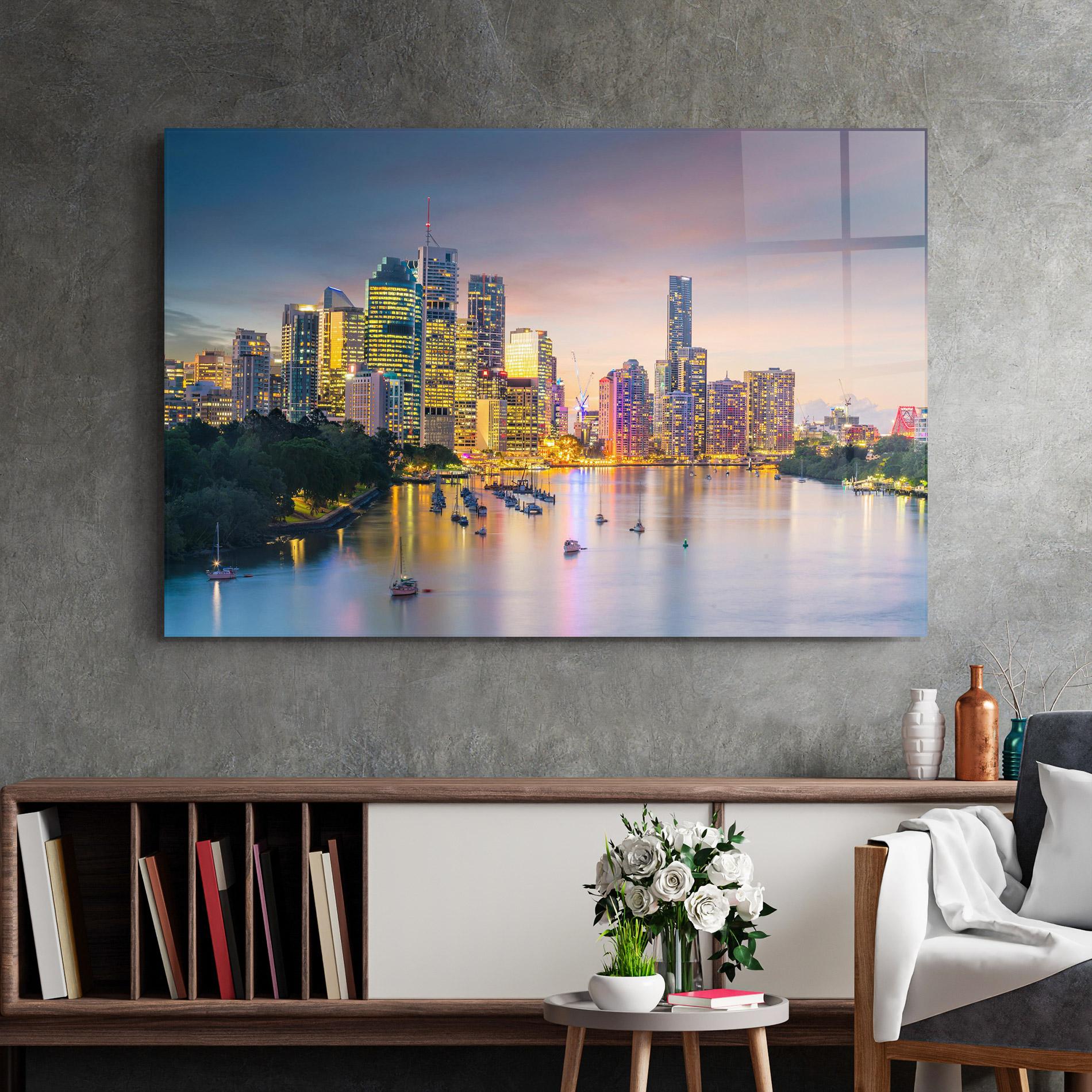 Стъклена картина Brisbane City Skyline mockup 2