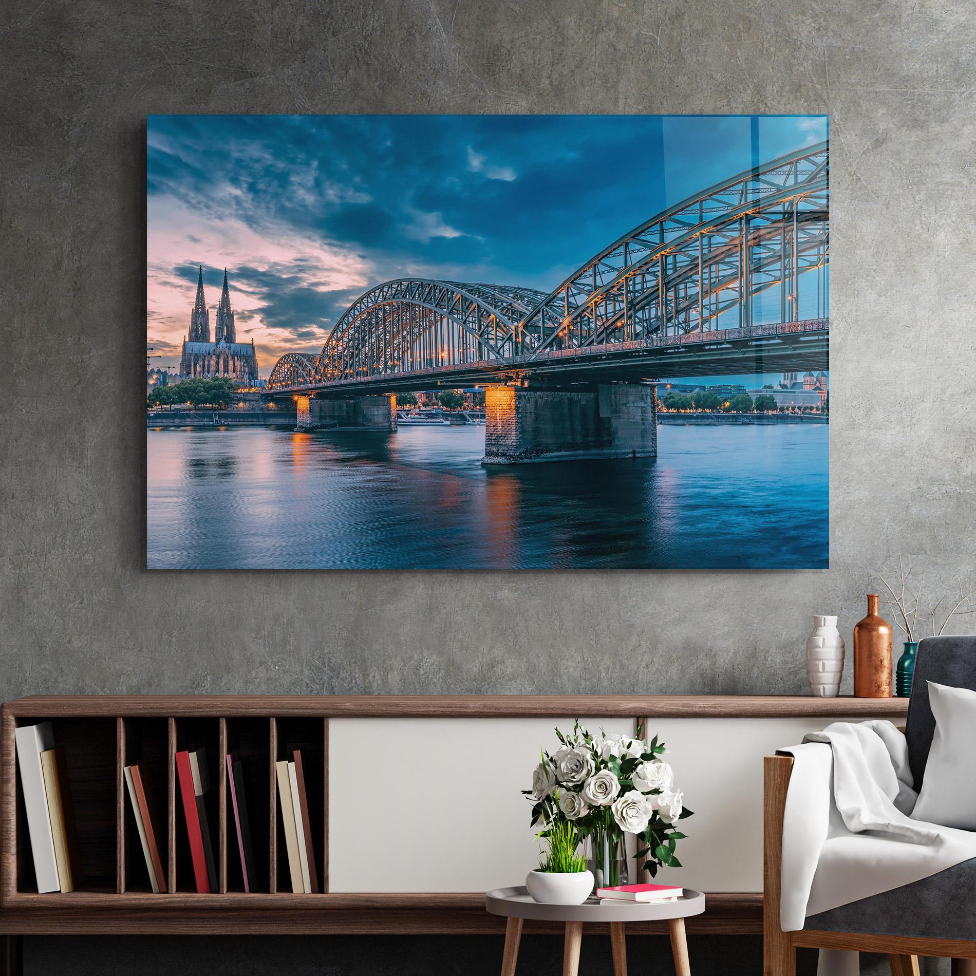 Стъклена картина River Whith Trains mockup 2