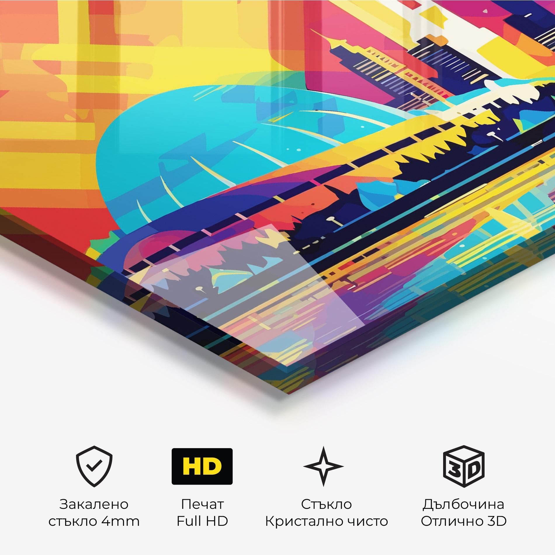 Стъклена картина Blue Olympic Stadium mockup 3