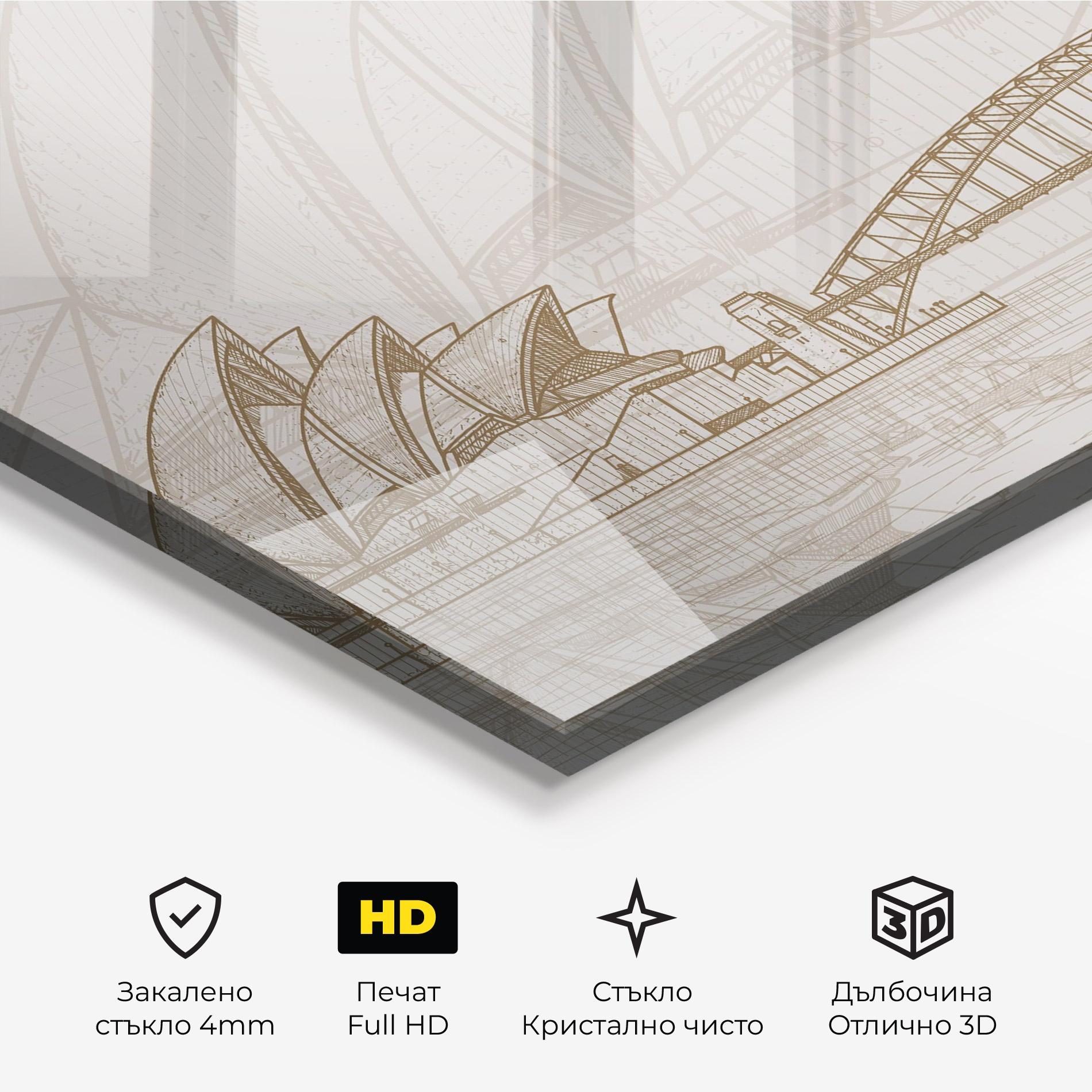 Стъклена картина Brown Opera House mockup 3