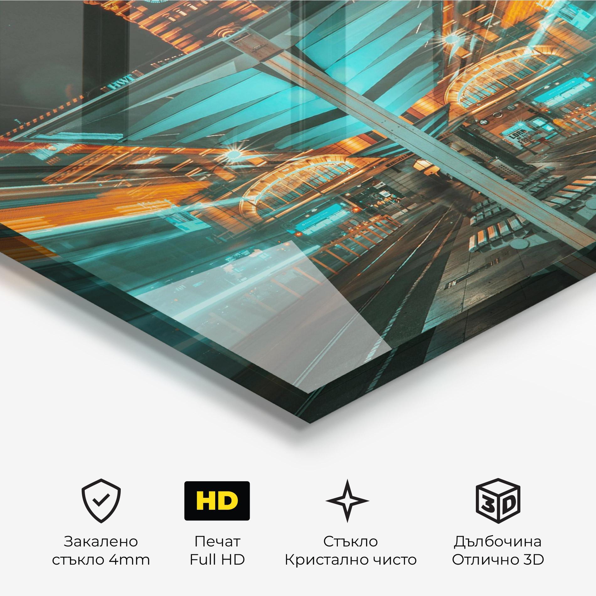 Стъклена картина Clock Tower Light mockup 3