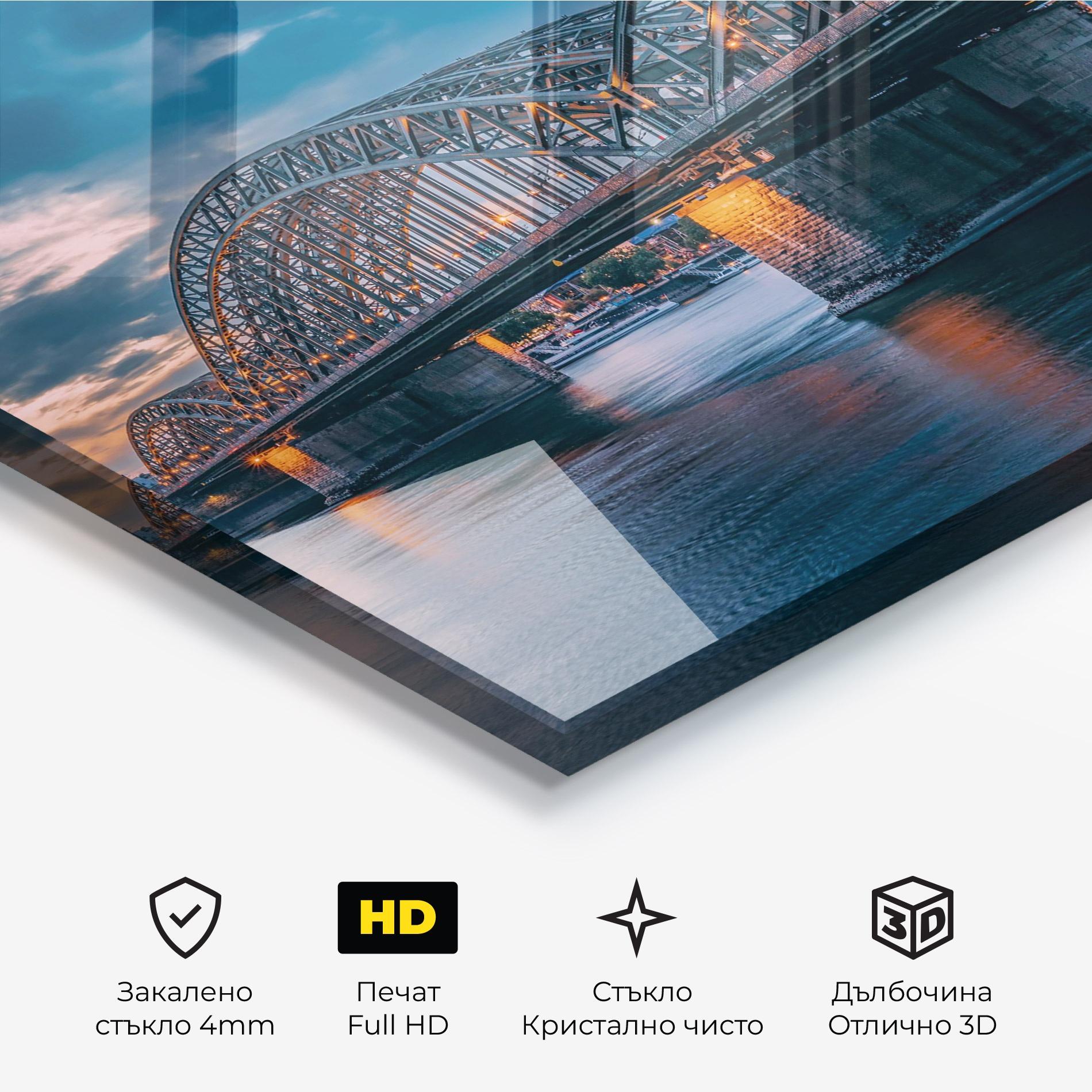 Стъклена картина River Whith Trains mockup 3