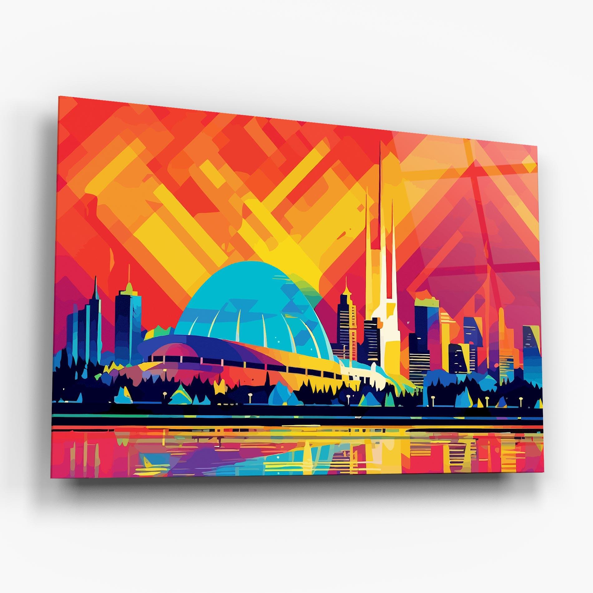 Стъклена картина Blue Olympic Stadium mockup 6