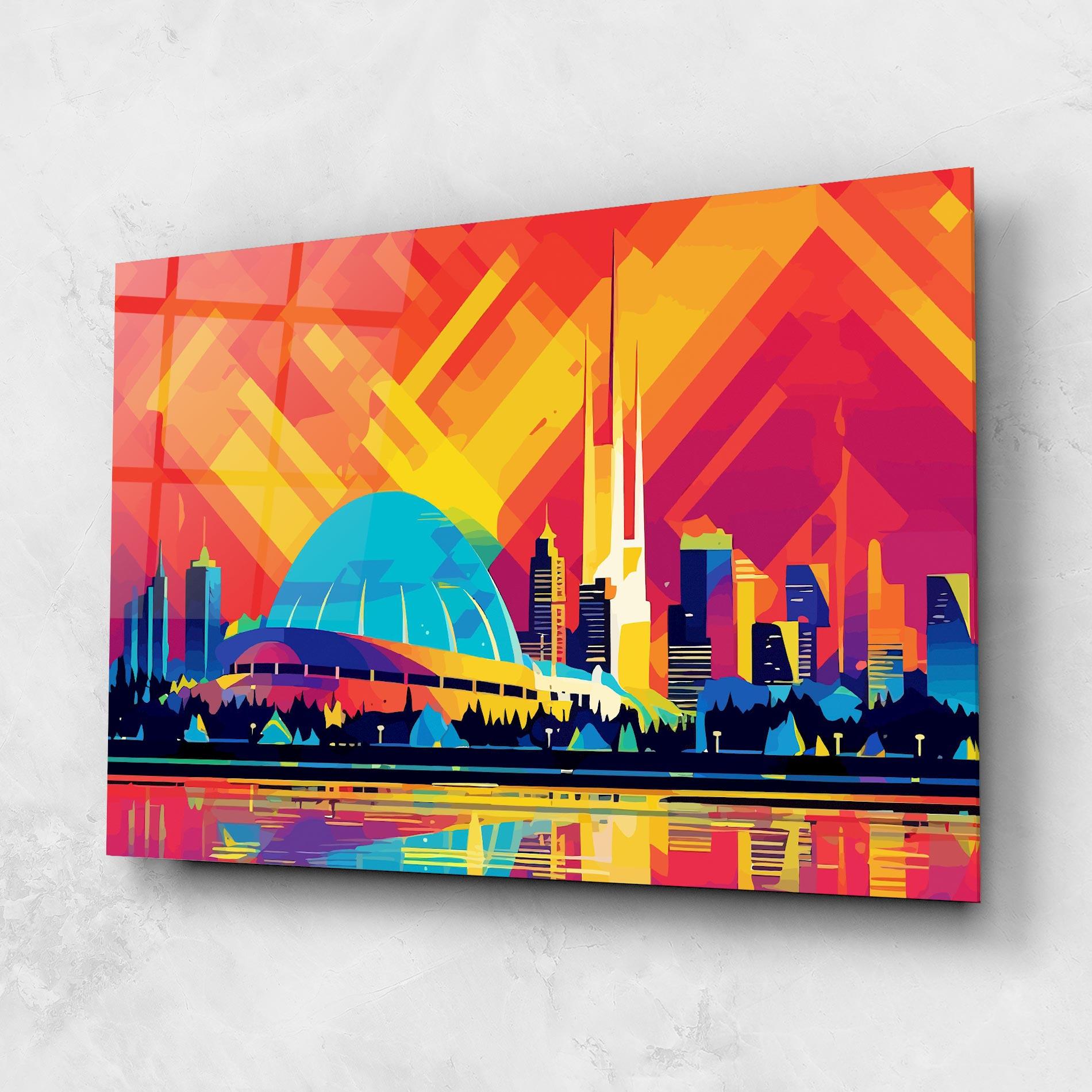 Стъклена картина Blue Olympic Stadium mockup 1