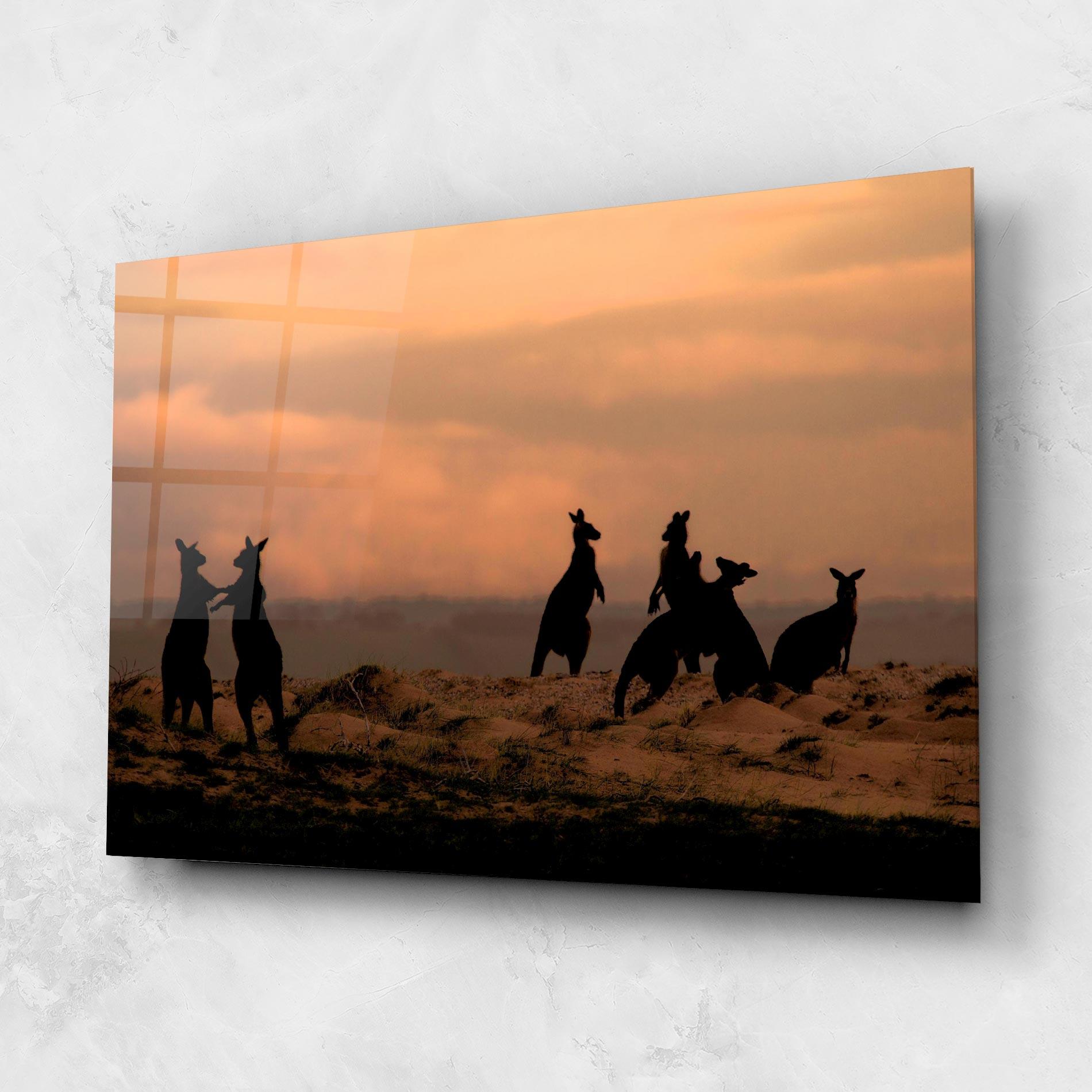 Стъклена картина Kangaroos Playing mockup 1