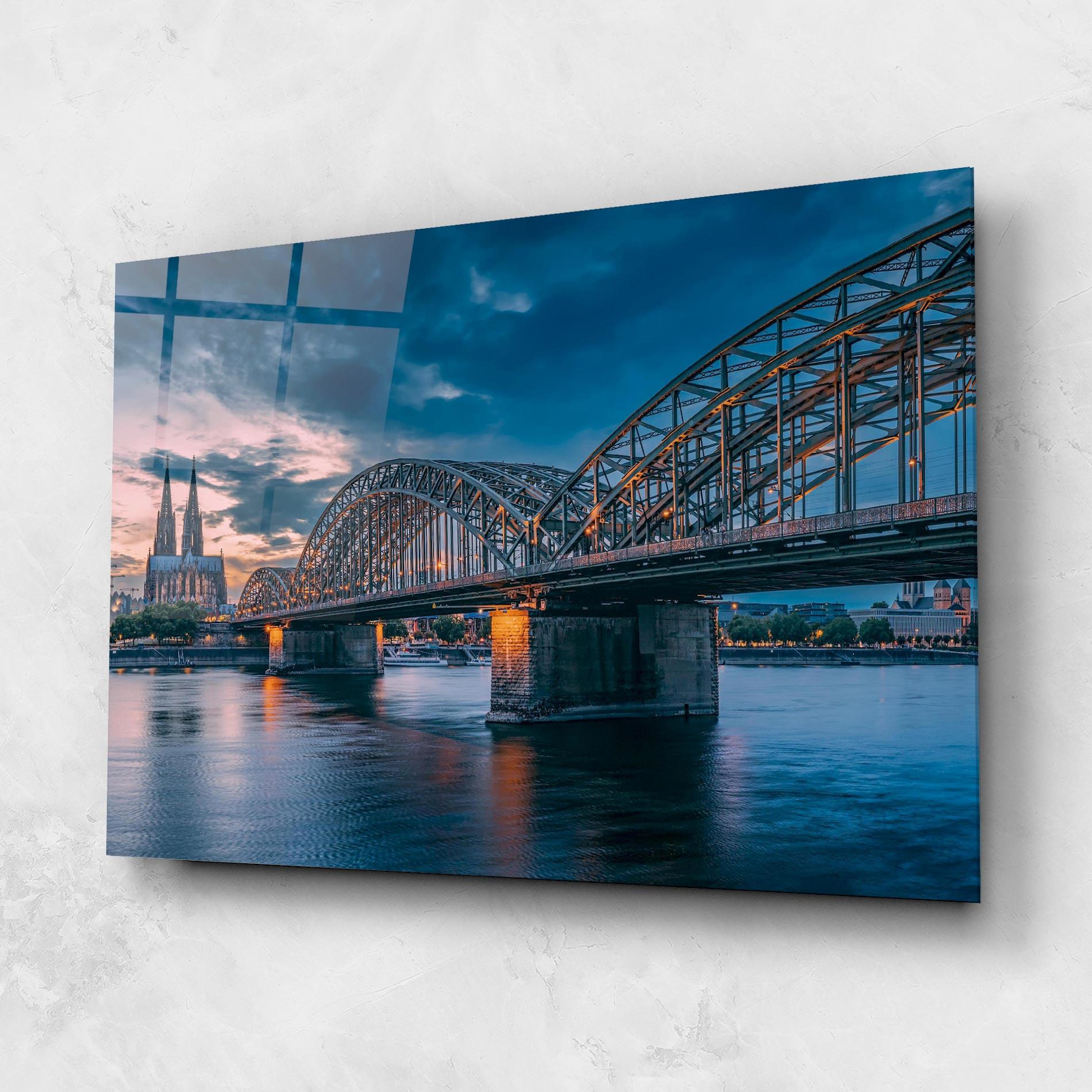 Стъклена картина River Whith Trains mockup 1